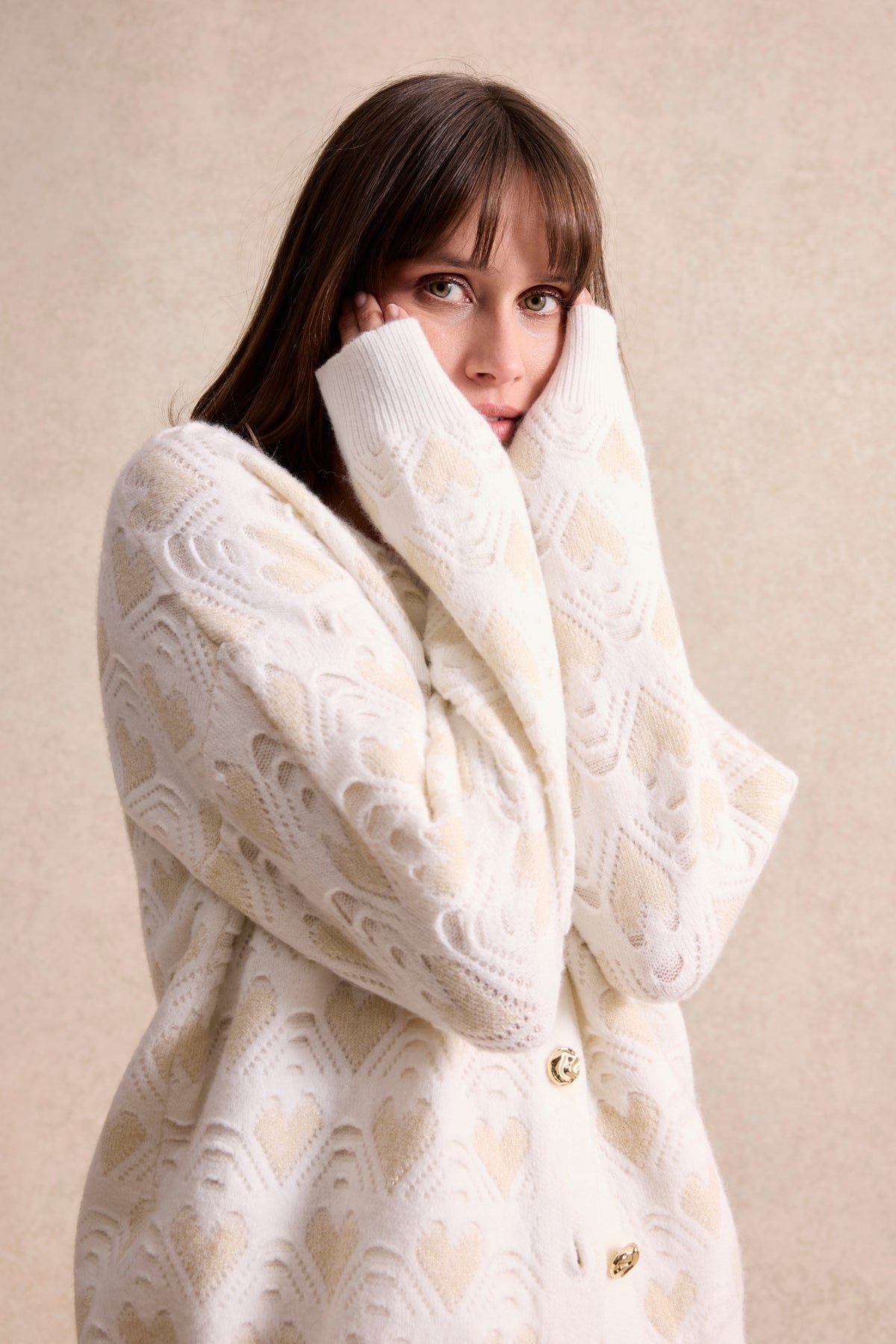 Cardigan à motifs cœur