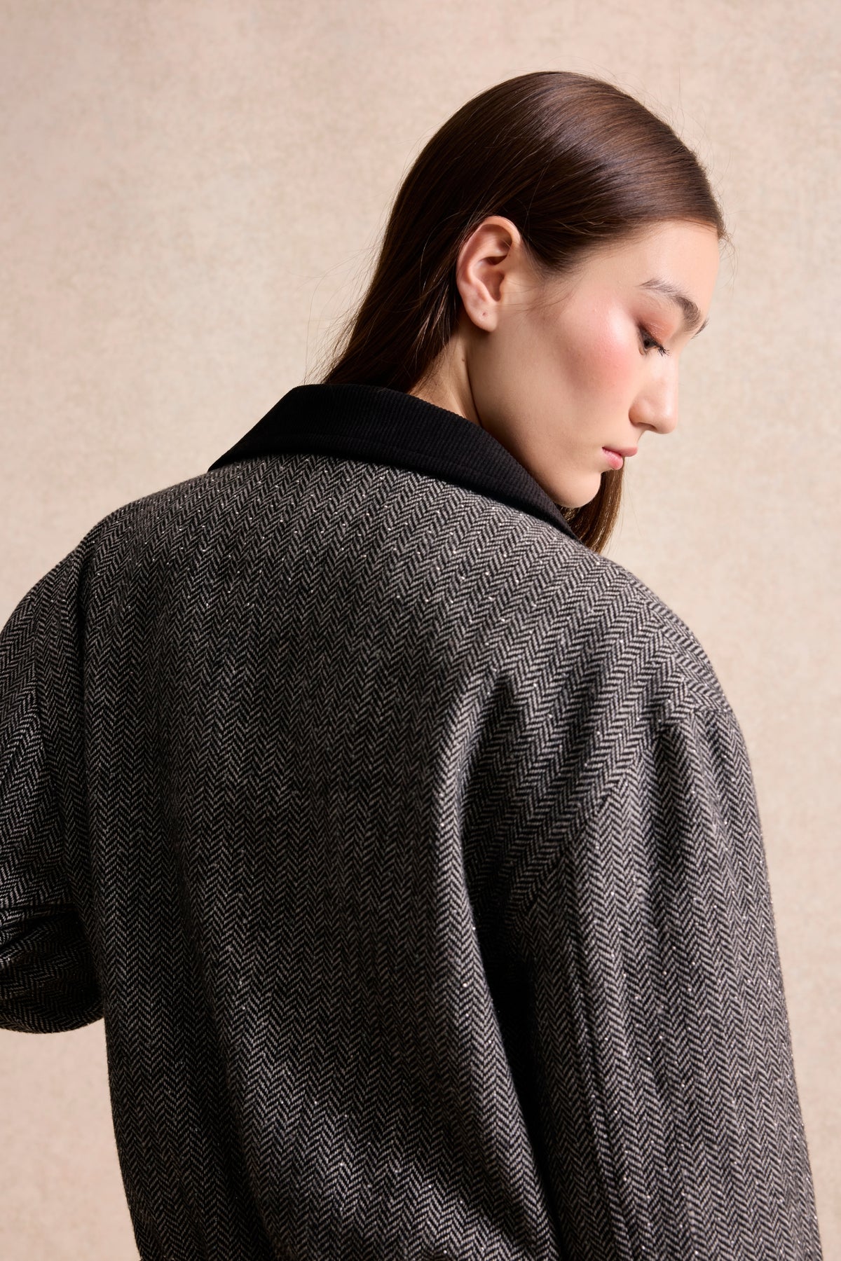 Veste zippée effet tweed
