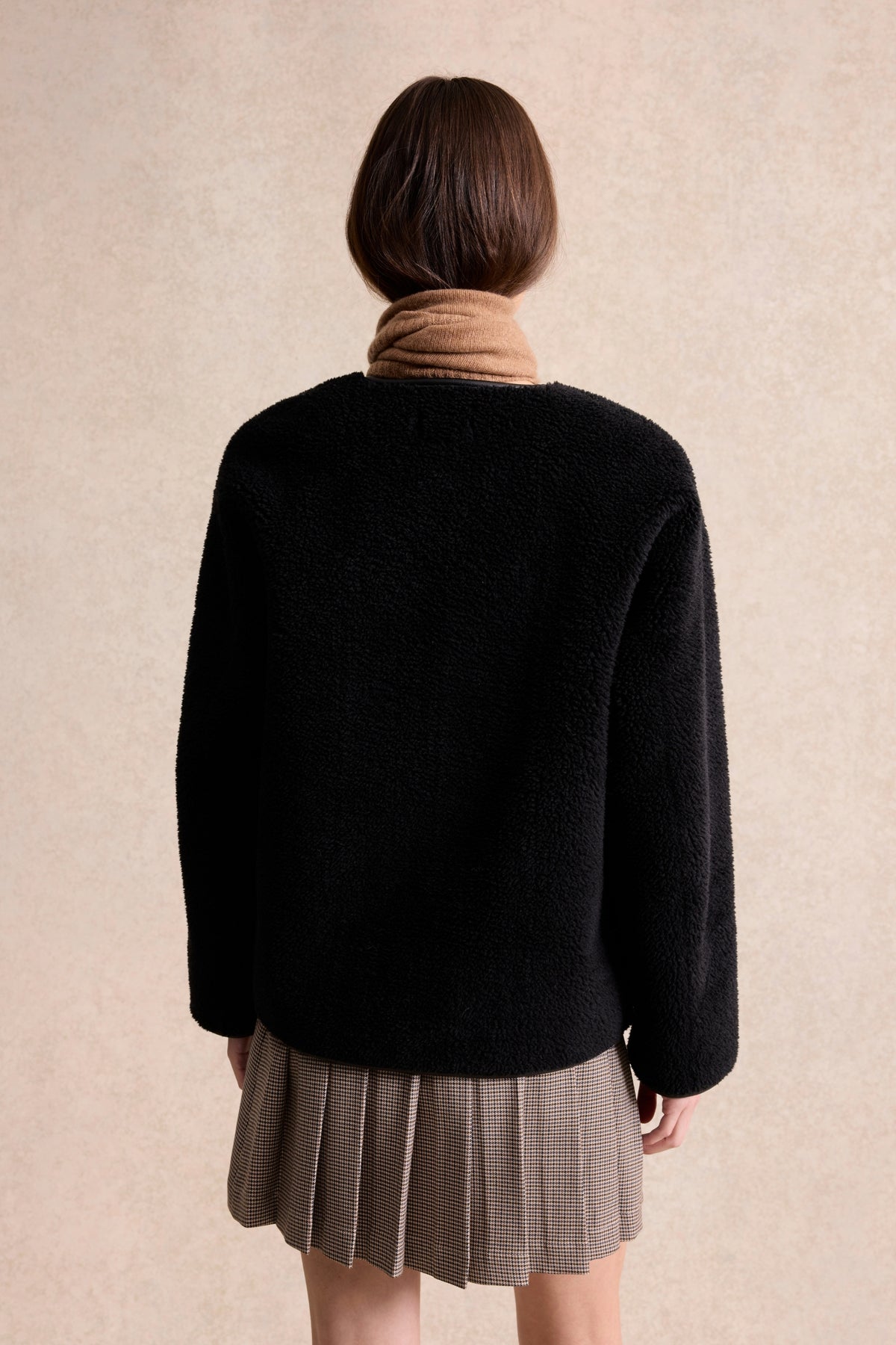 Veste effet mouton retourné noir