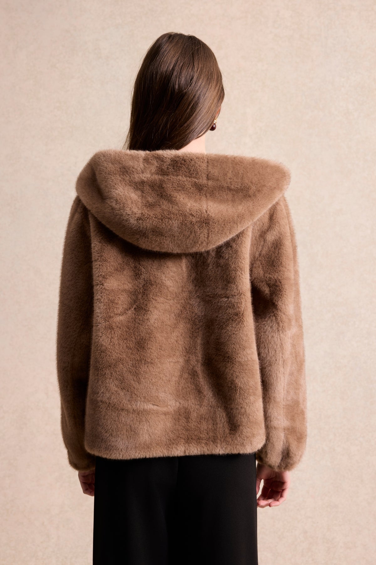 Veste fausse fourrure réversible camel