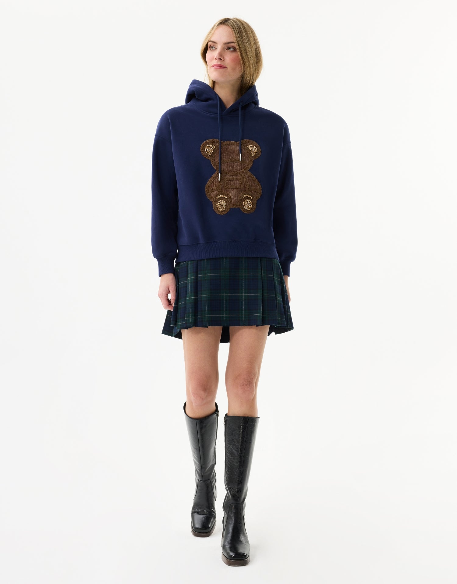 Sweat à capuche en coton avec motif ourson