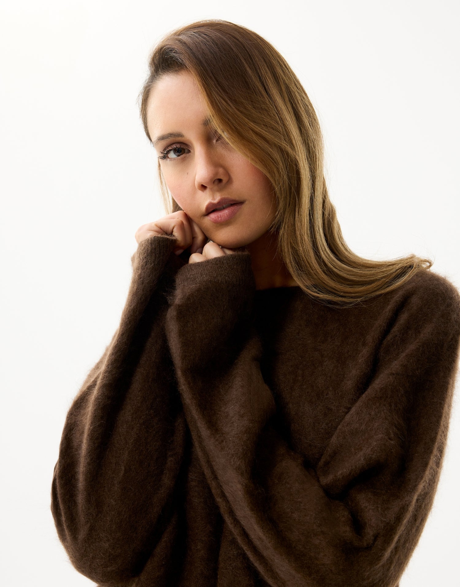 Pull en yak et cachemire marron