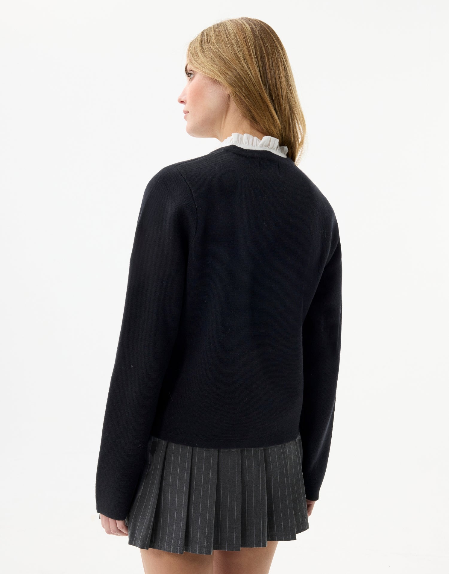 Black cardigan with gold buttons