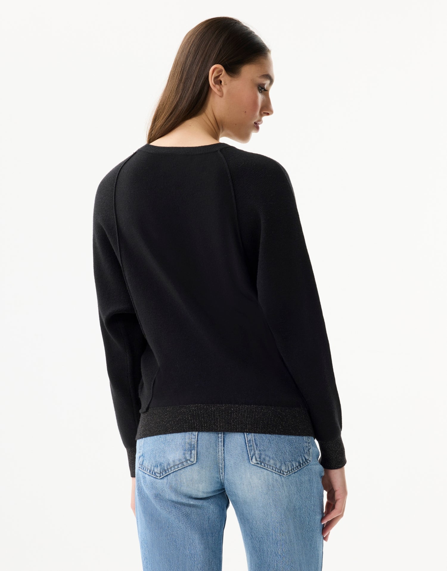Pull détail lurex noir