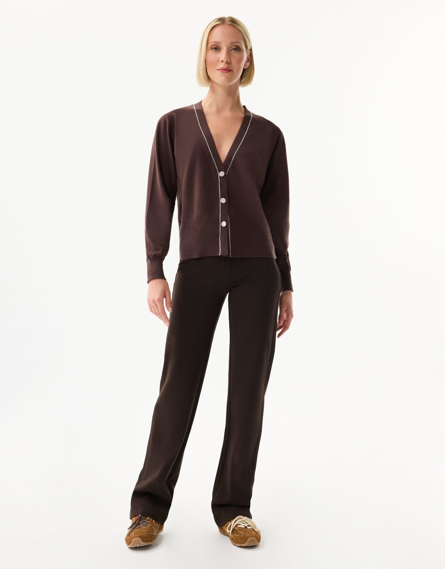 Cardigan chocolat bord lurex