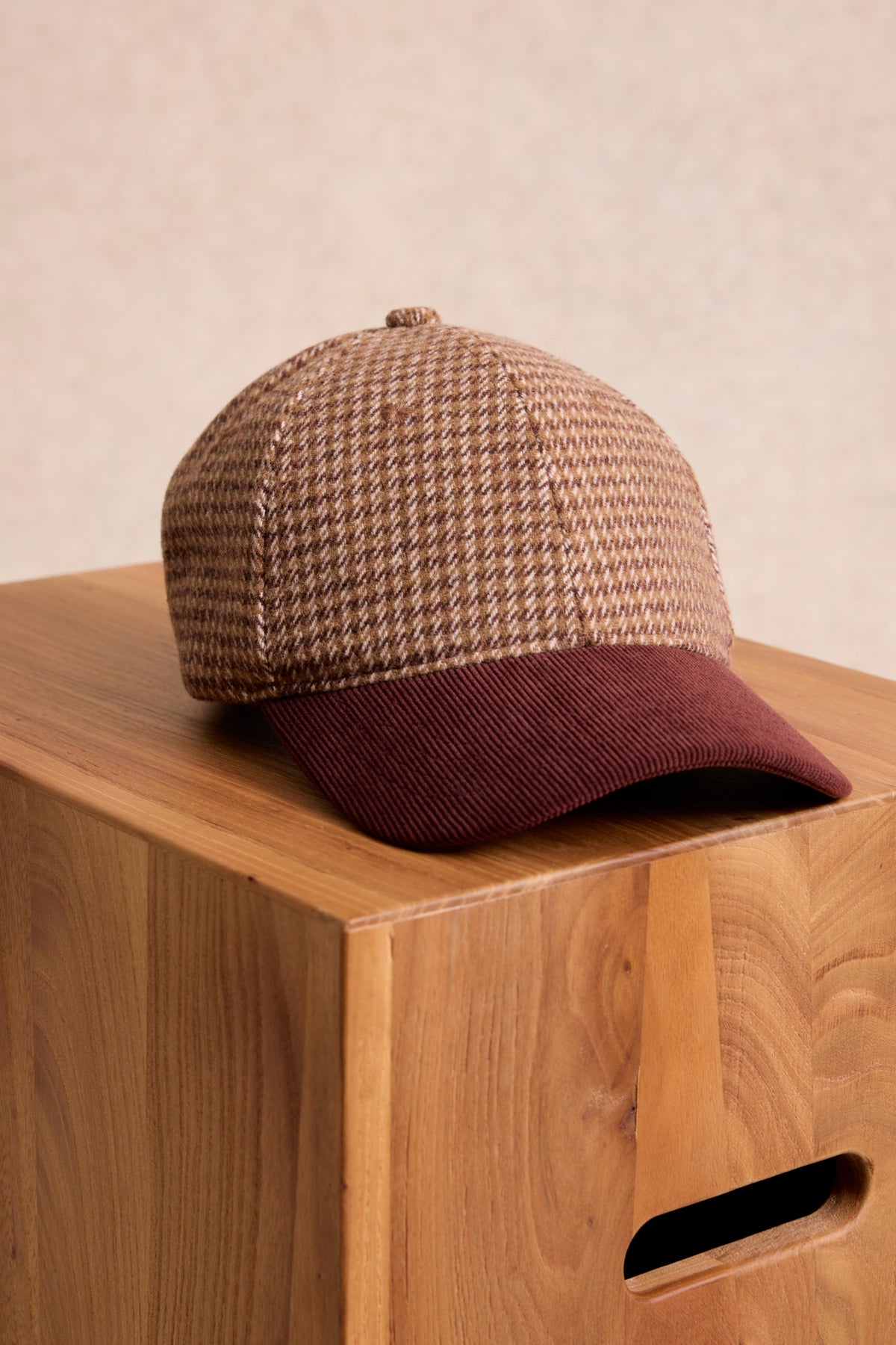Casquette et gants pied-de-poule Mahaut marron