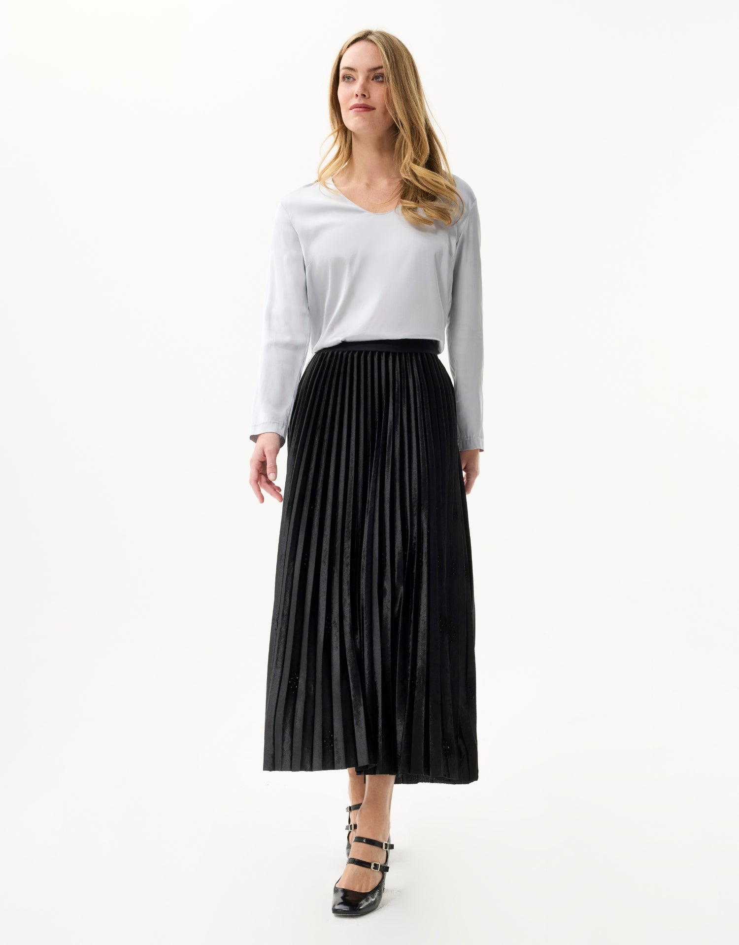 Jupe longue plissée noire