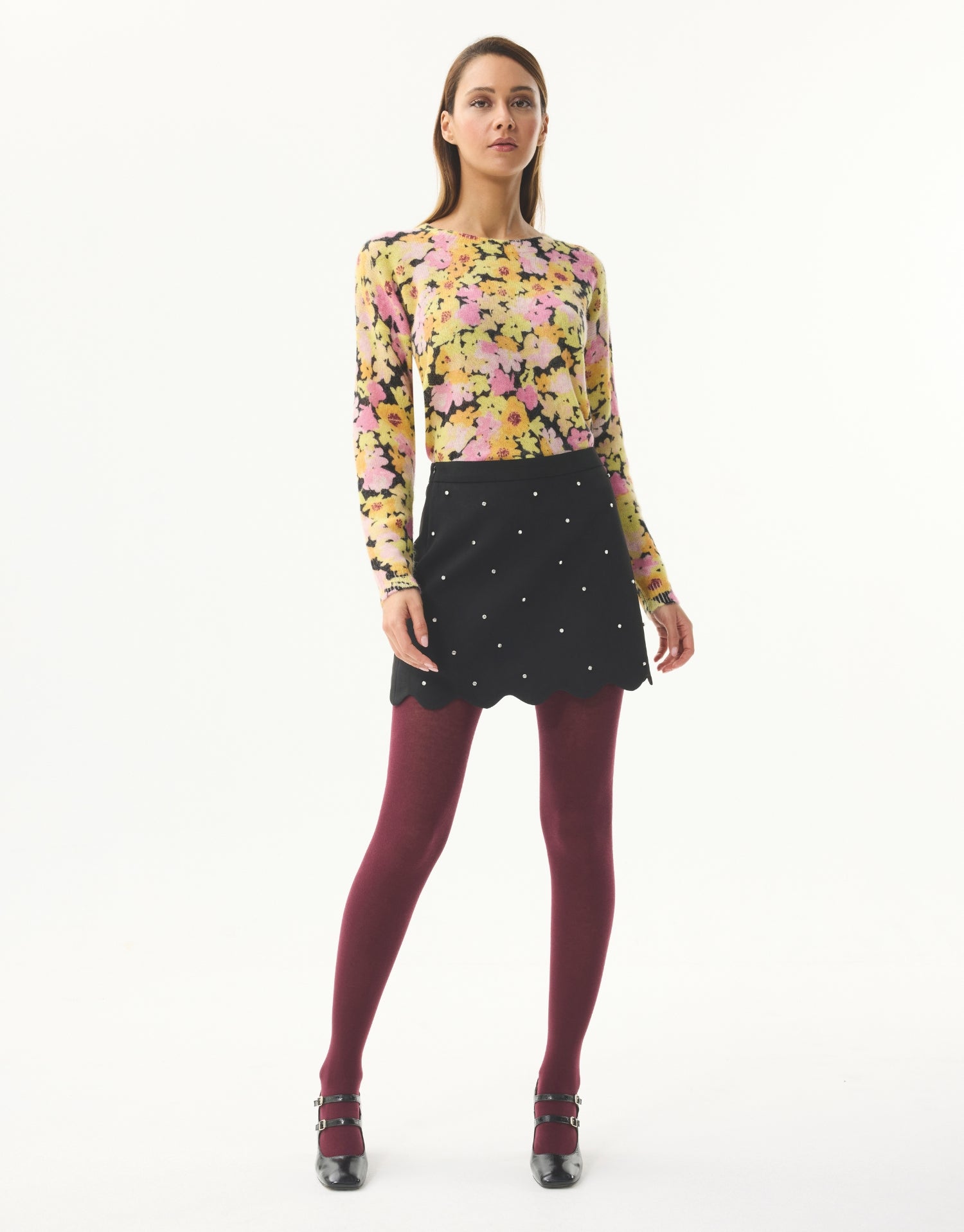 Jupe courte noire à strass