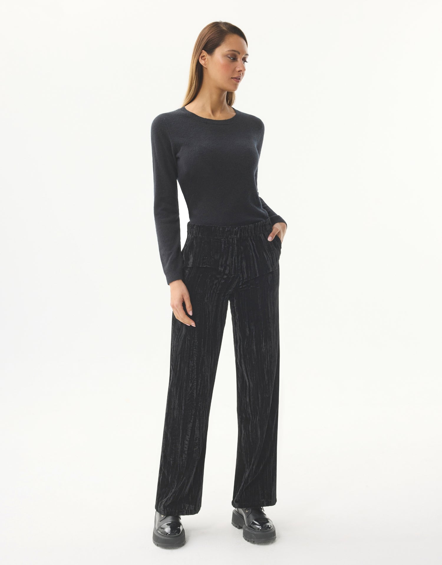 Pantalon large en velours
