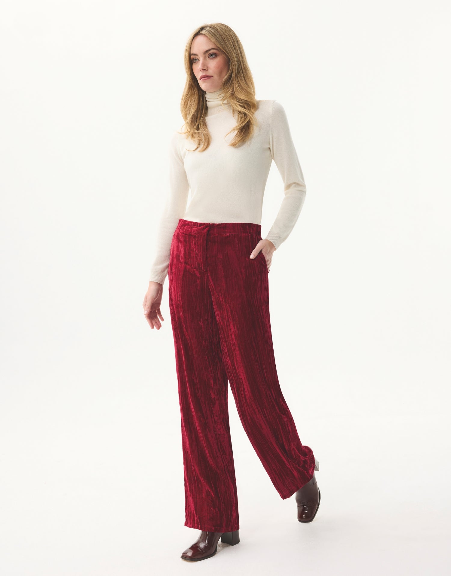 Pantalon large en velours