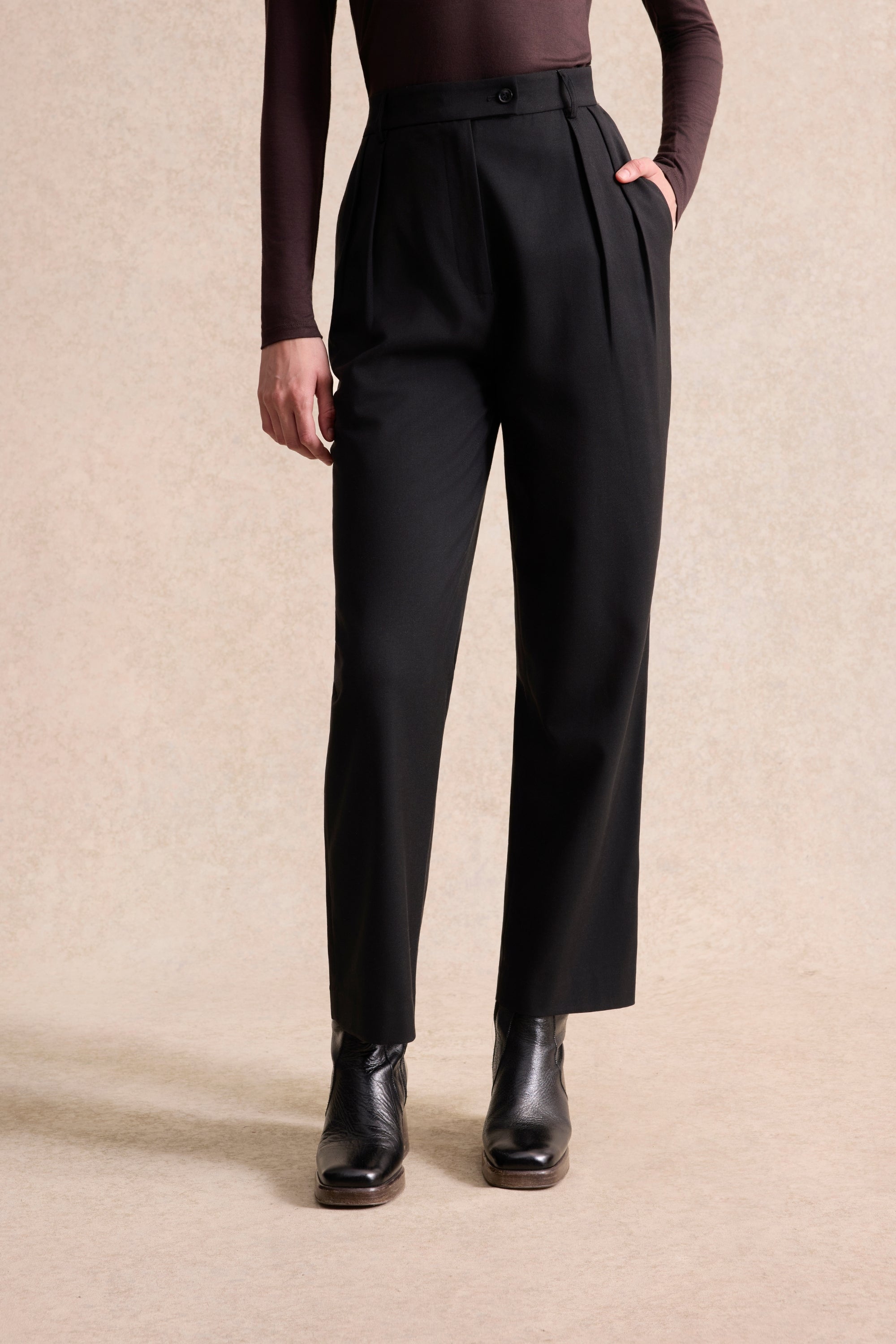 Pantalon droit taille haute noir