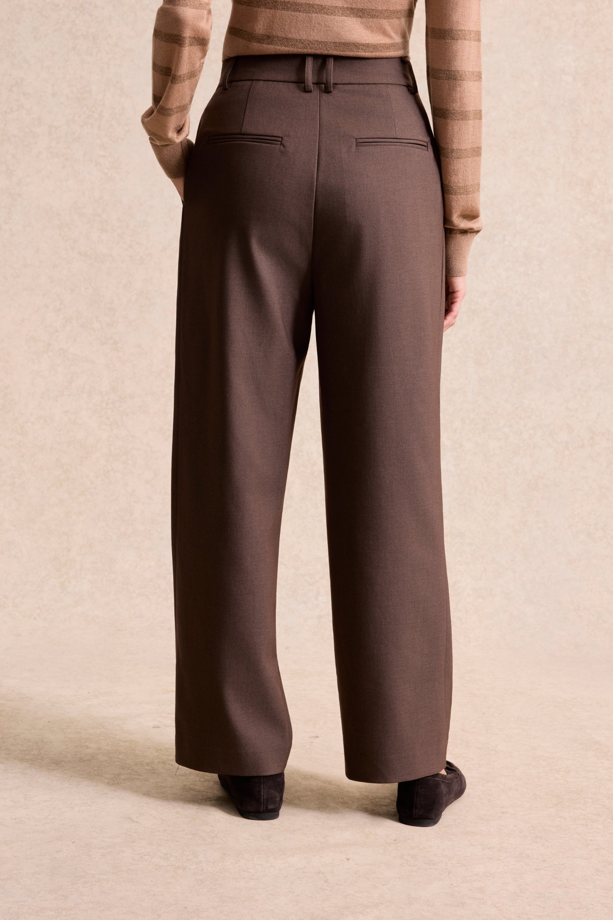 Pantalon droit taille haute taupe