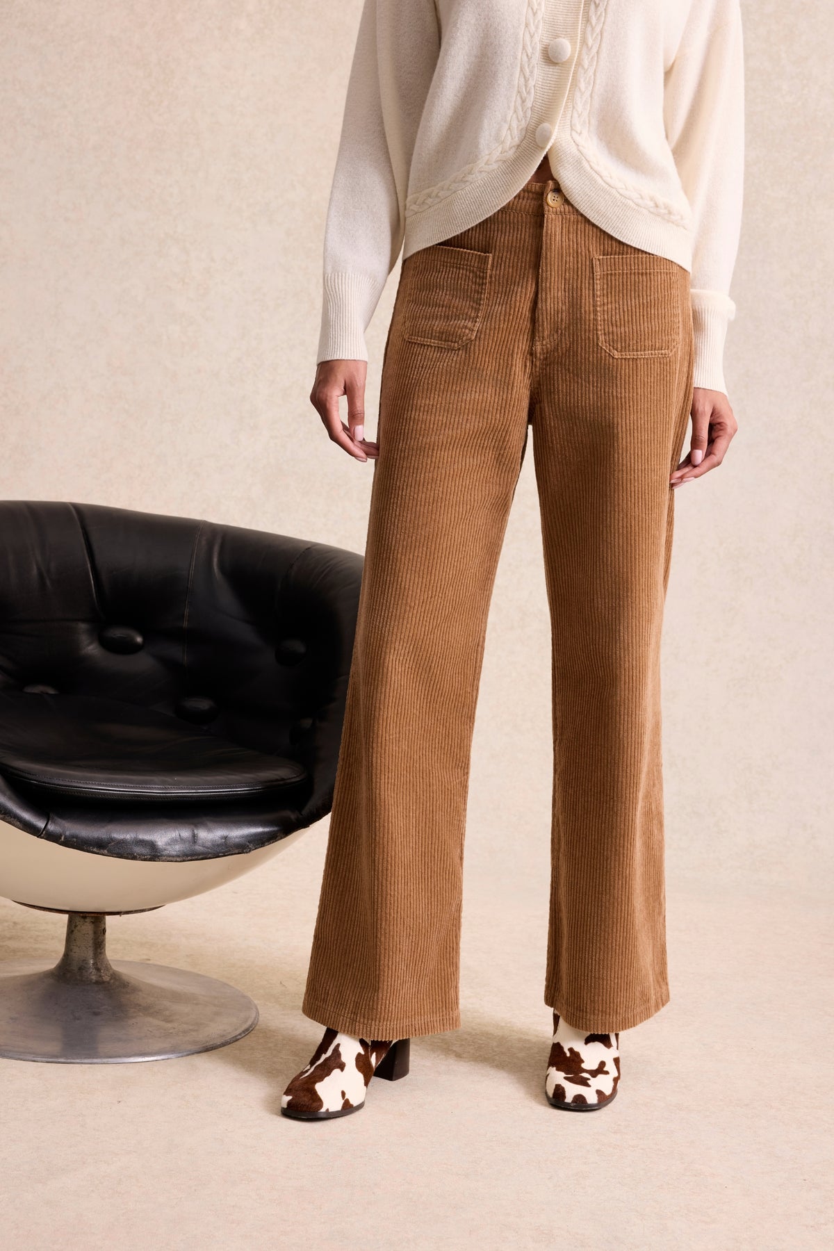 Pantalon en velours 100% coton camel