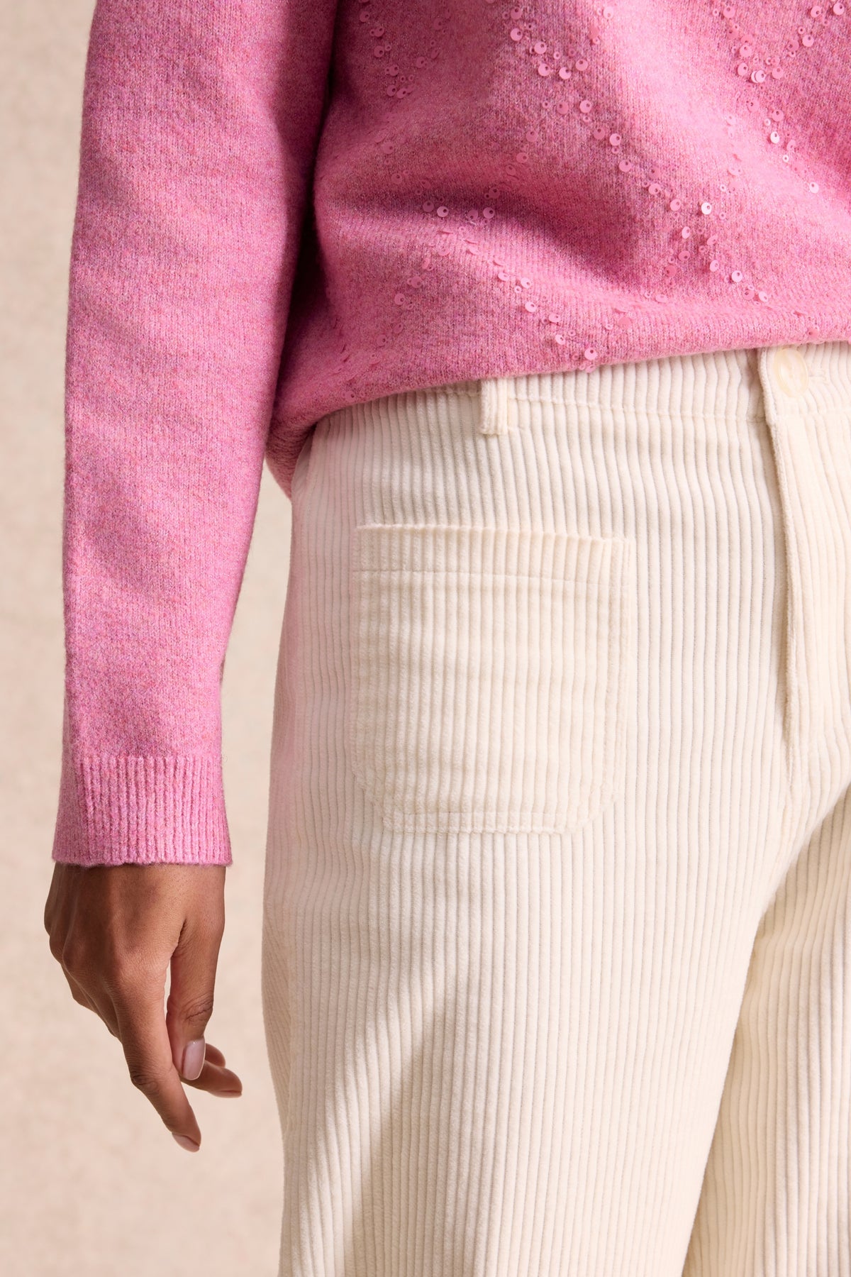 Pantalon en velours 100% coton écru