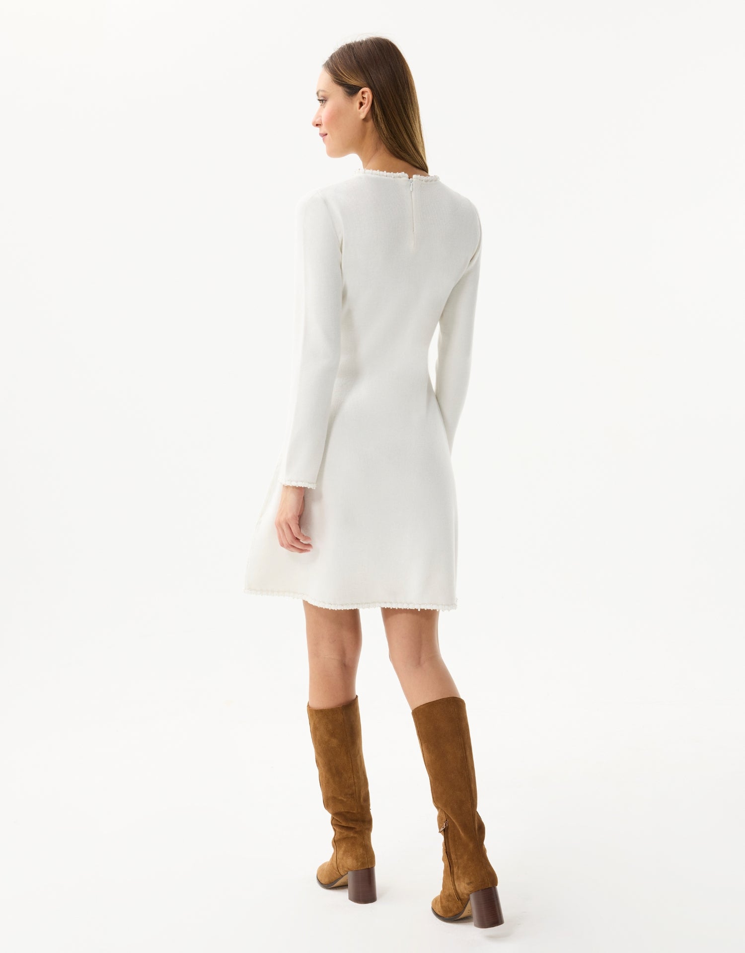 Robe maille élégante écru