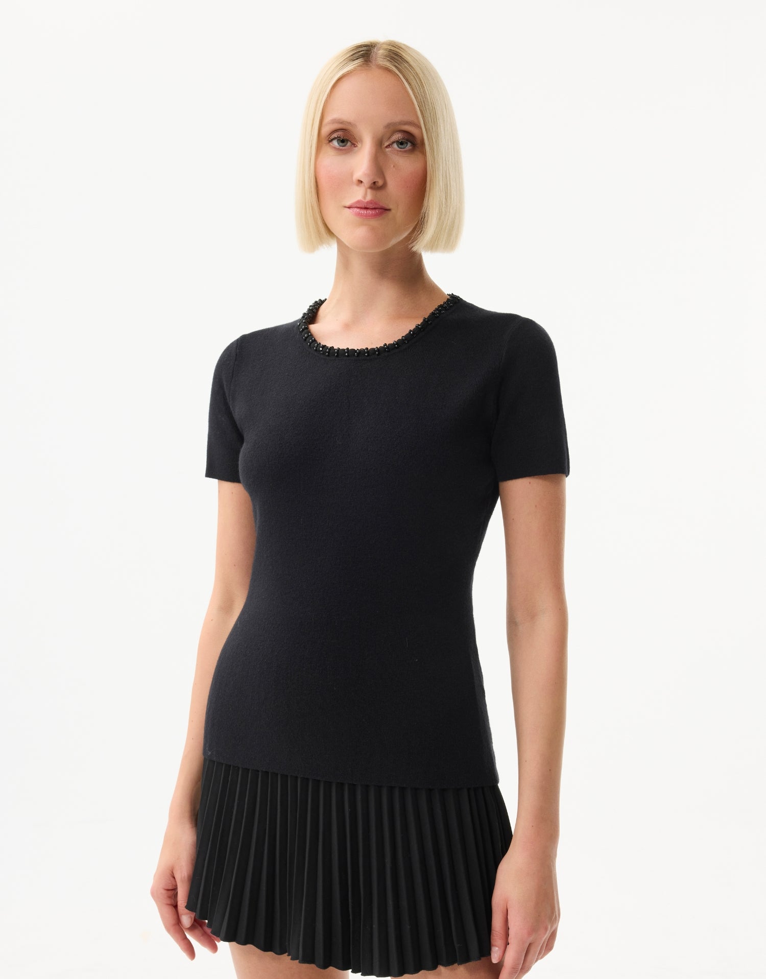 Twin-set en maille avec perles noir