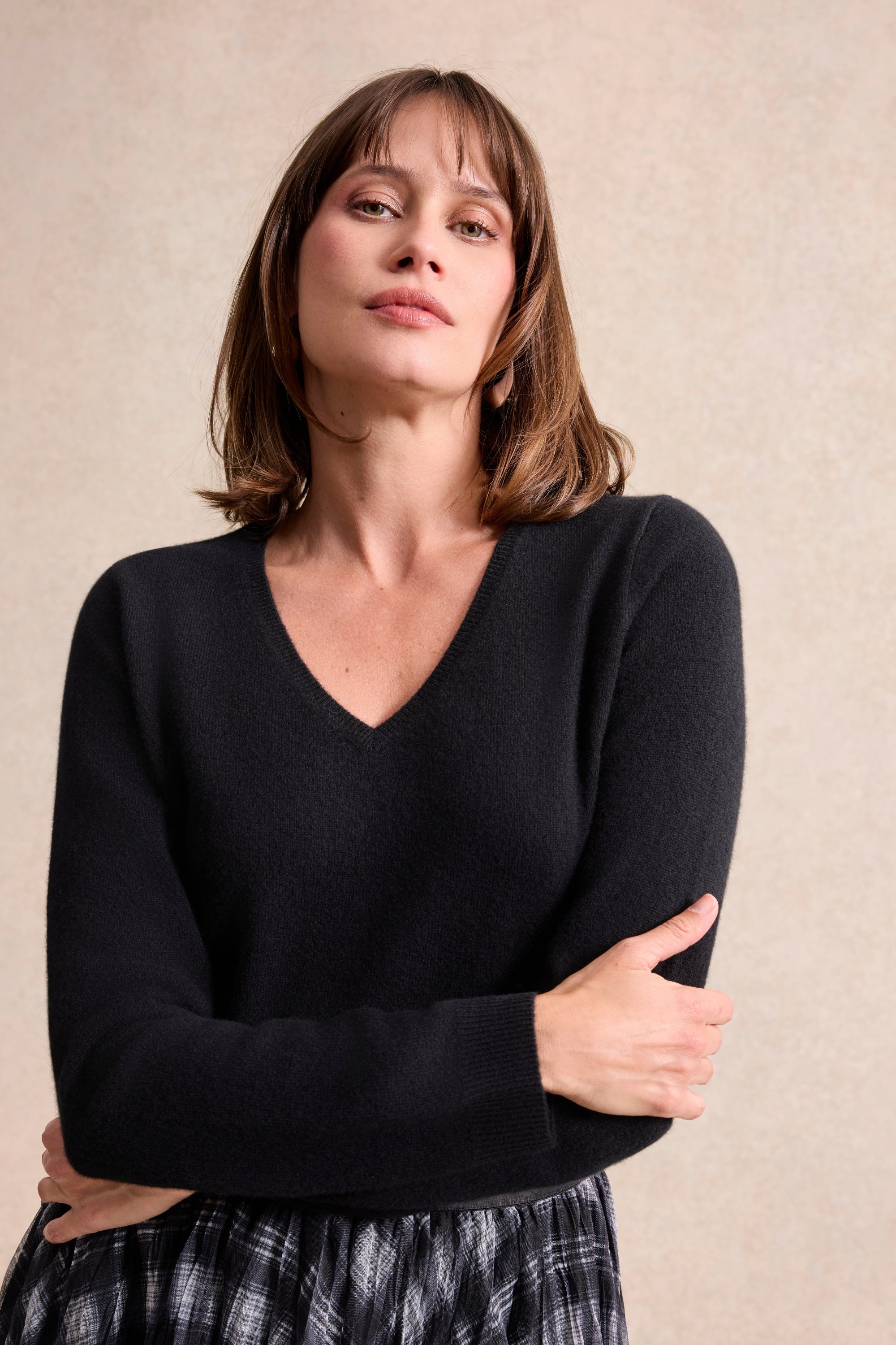 Pull col V cachemire noir