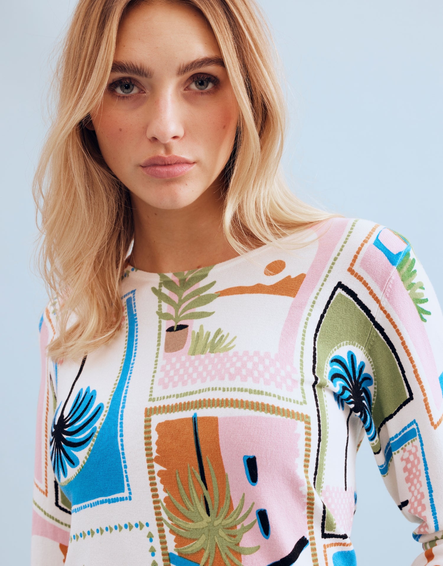 Pull imprimé graphique multicolore