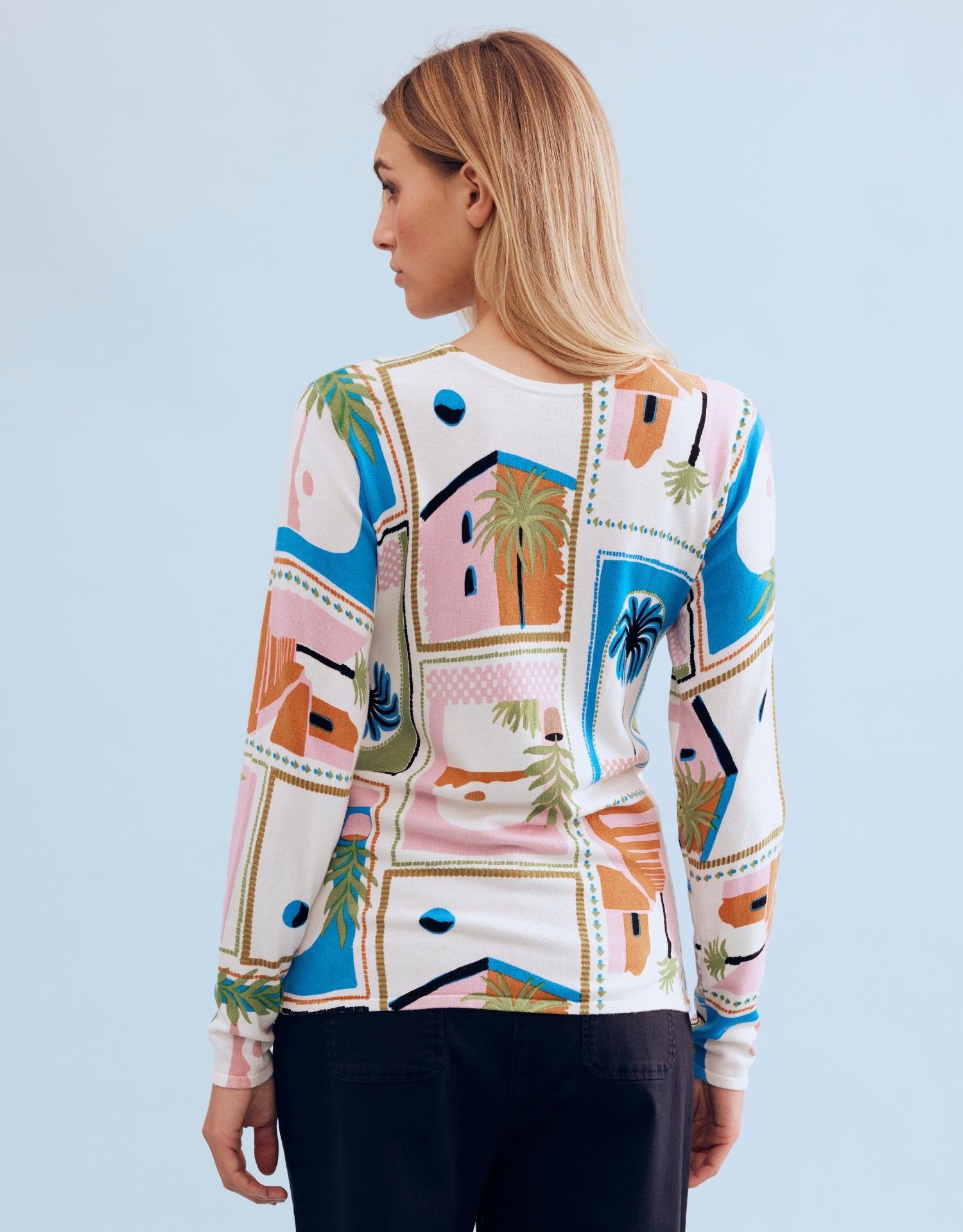 Pull imprimé graphique multicolore