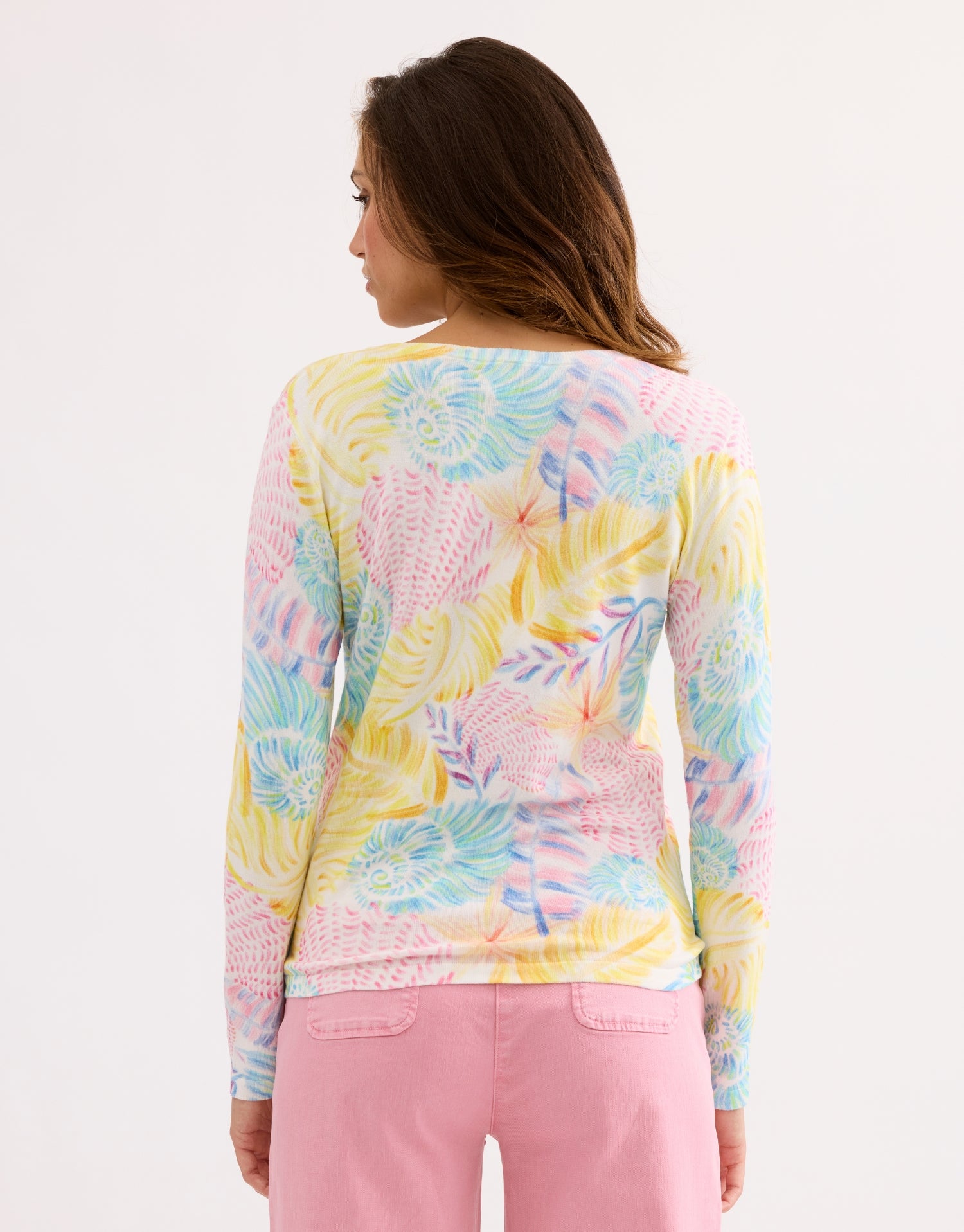 Pull imprimé tropical pastel