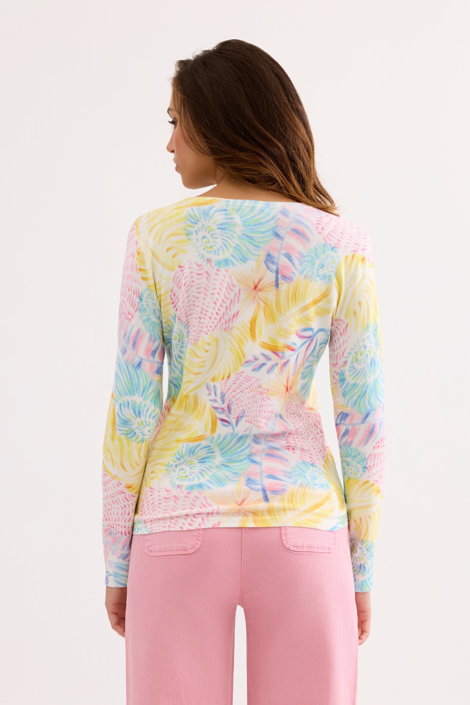 Pull imprimé tropical pastel