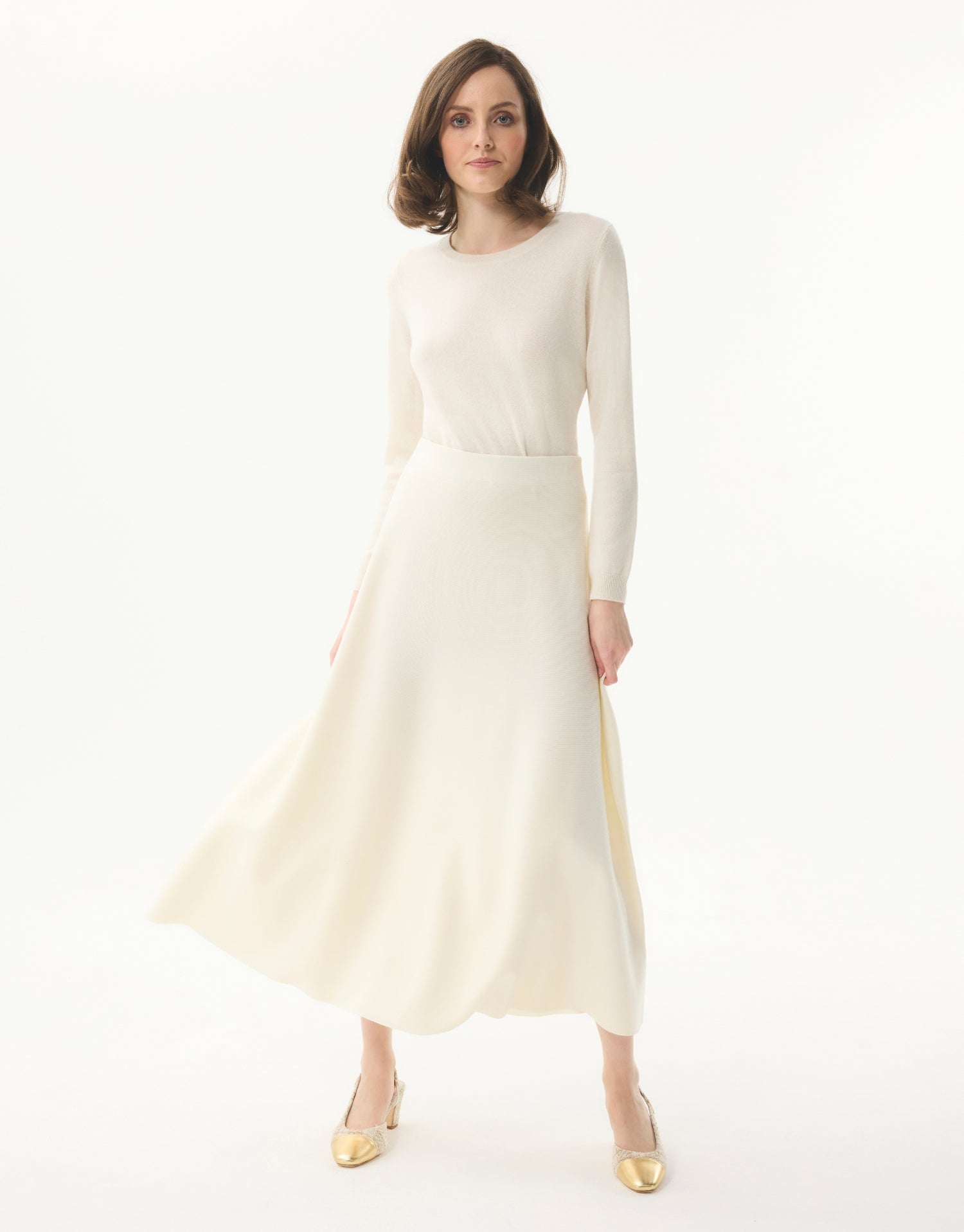 Jupe longue fluide écru