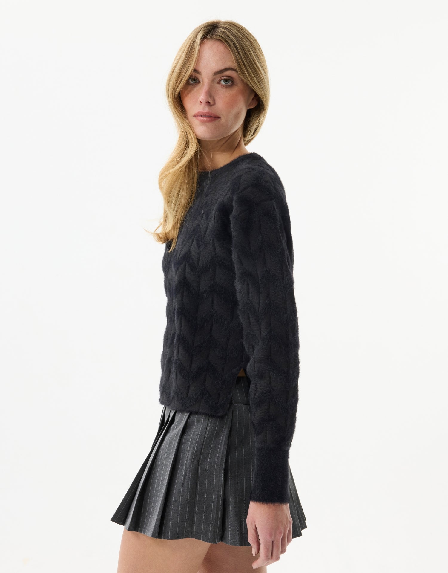 Pull texturé motif chevrons