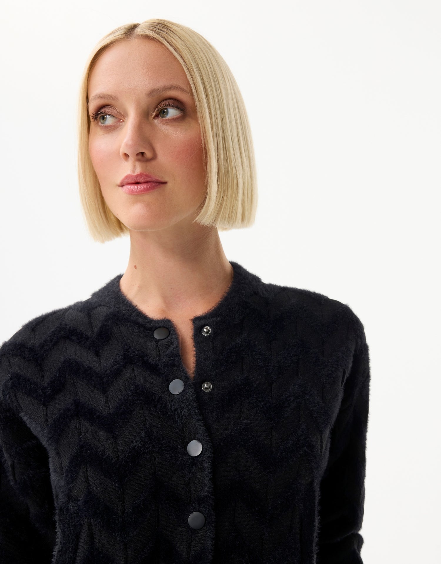 Cardigan texturé à chevrons noir