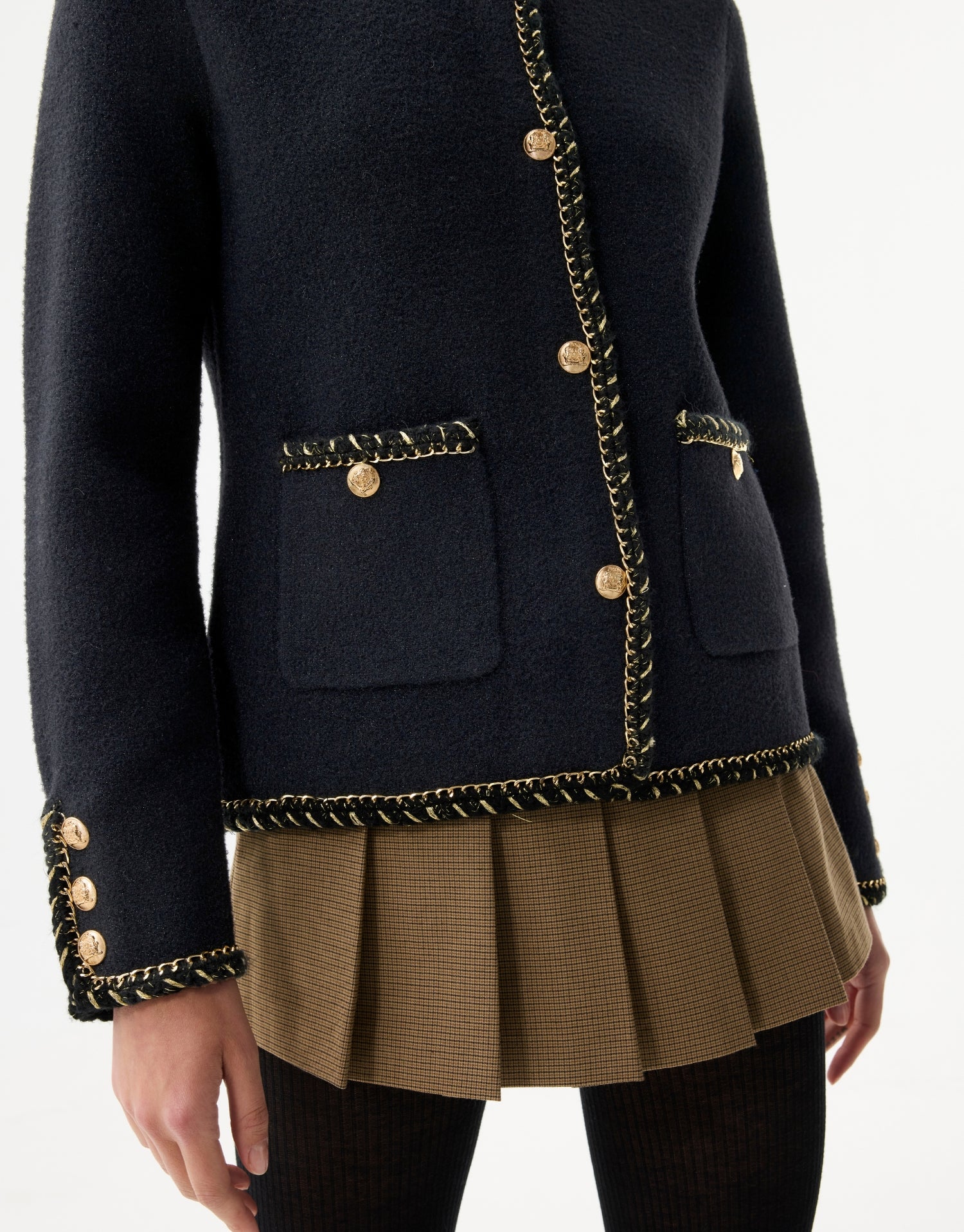 Cardigan chic à détails dorés