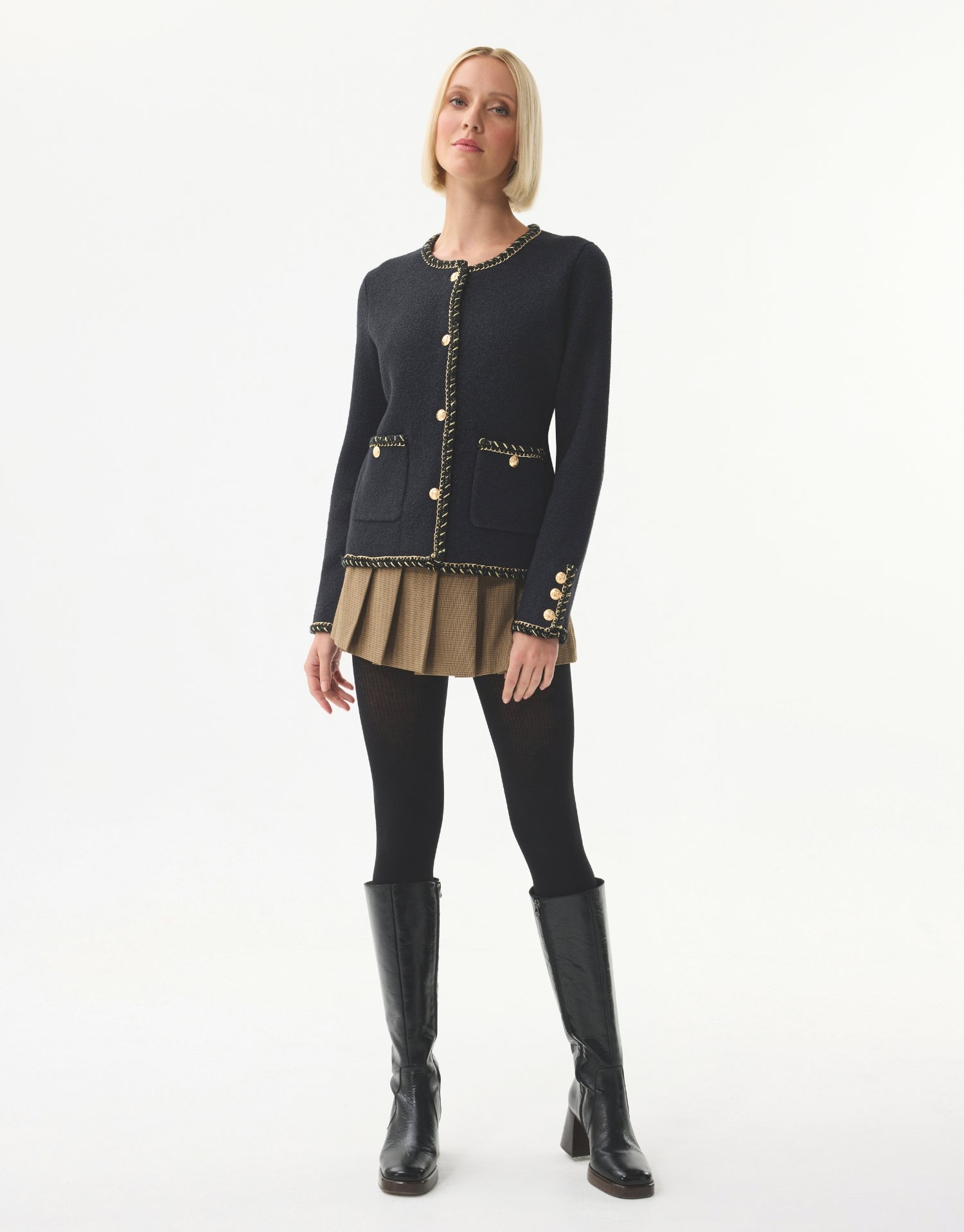 Cardigan chic à détails dorés