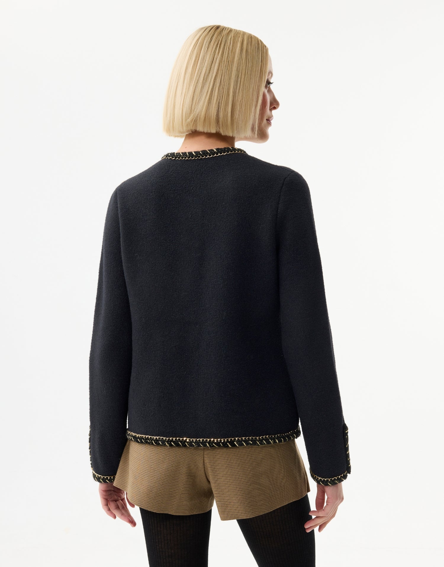 Cardigan chic à détails dorés