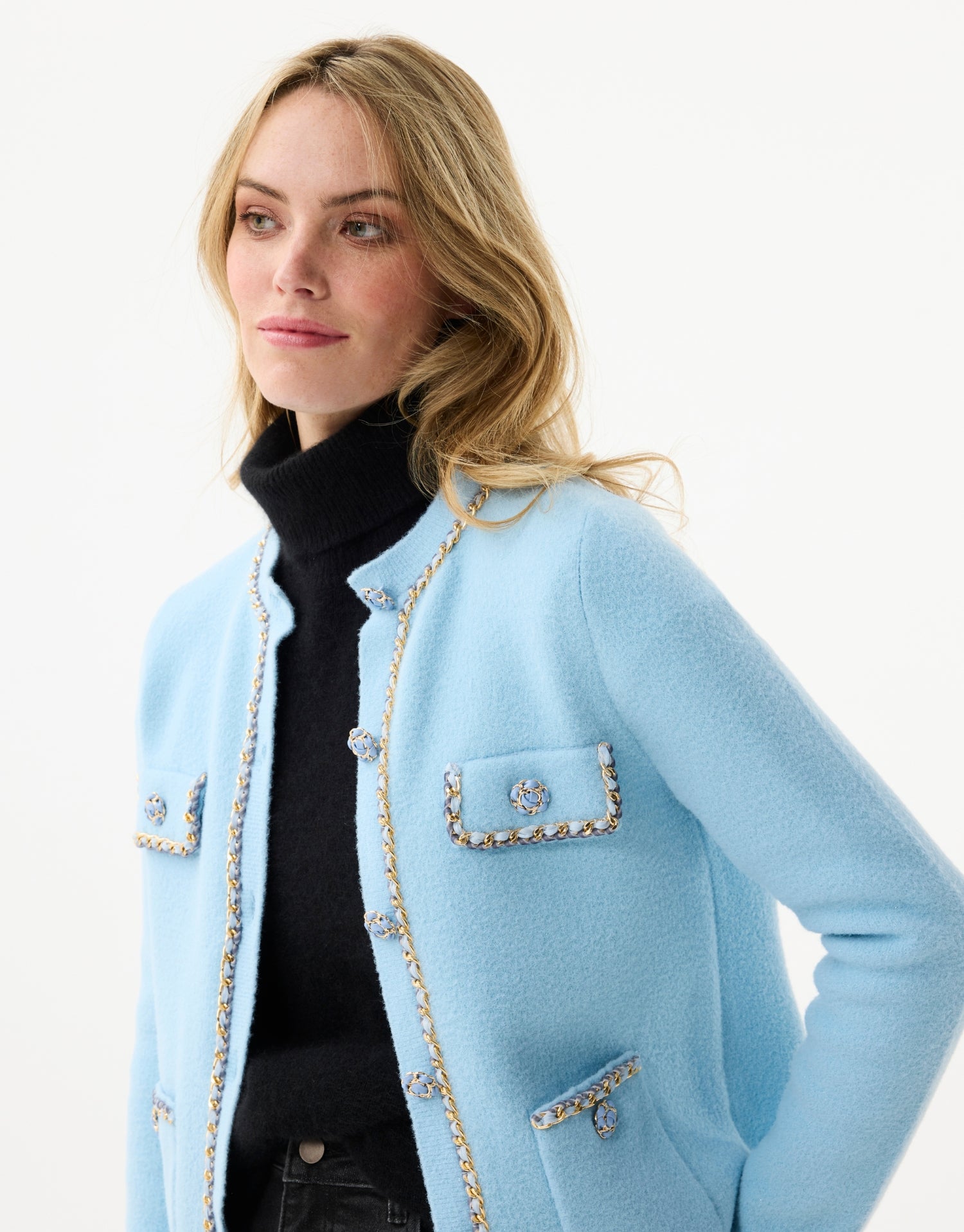 Cardigan à détails dorés