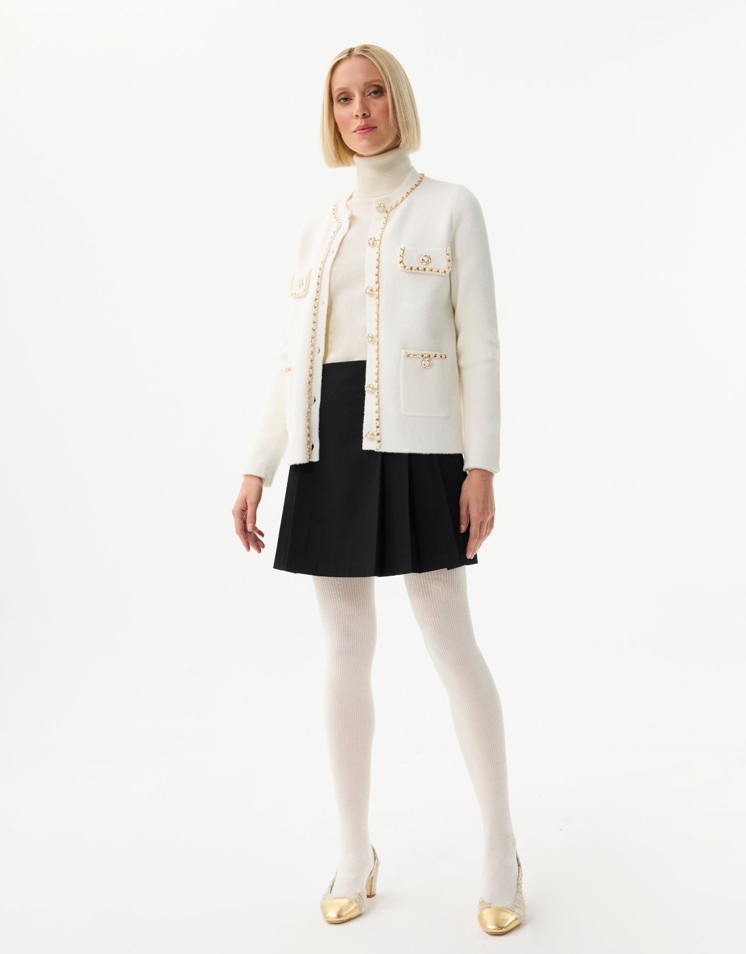 Cardigan à détails dorés