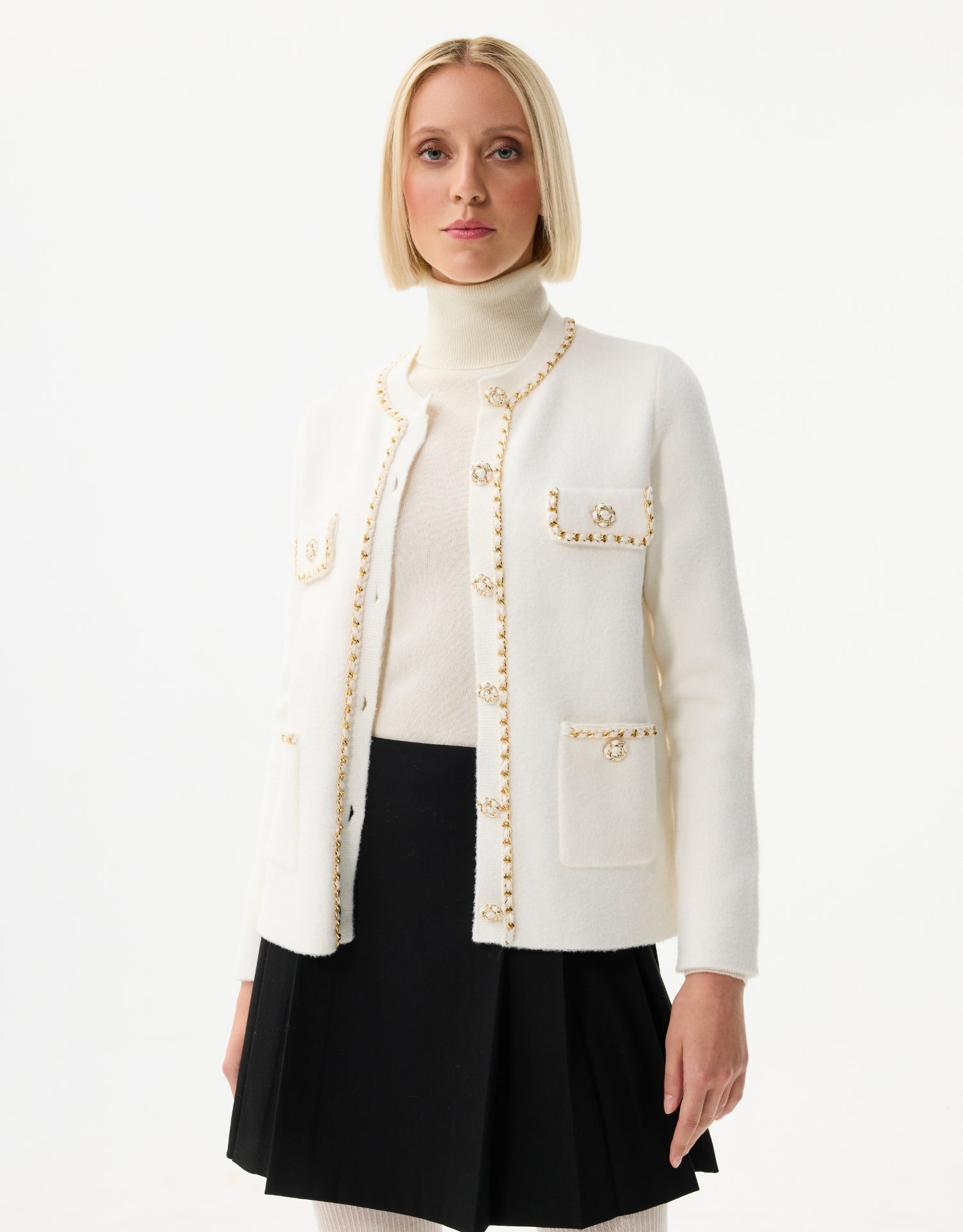 Cardigan à détails dorés