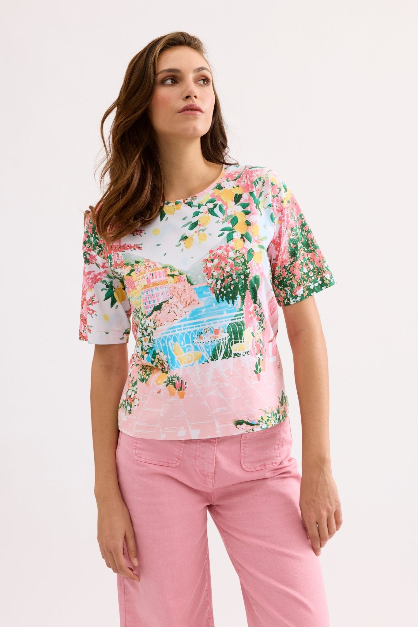 T-shirt imprimé paysage pastel