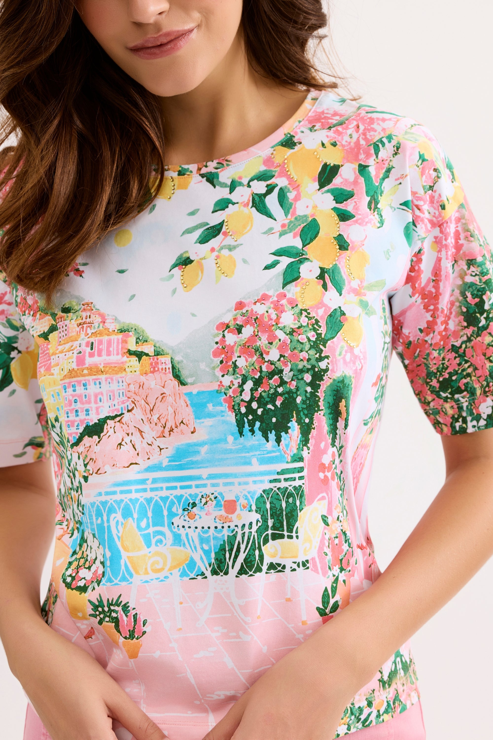 T-shirt imprimé paysage pastel