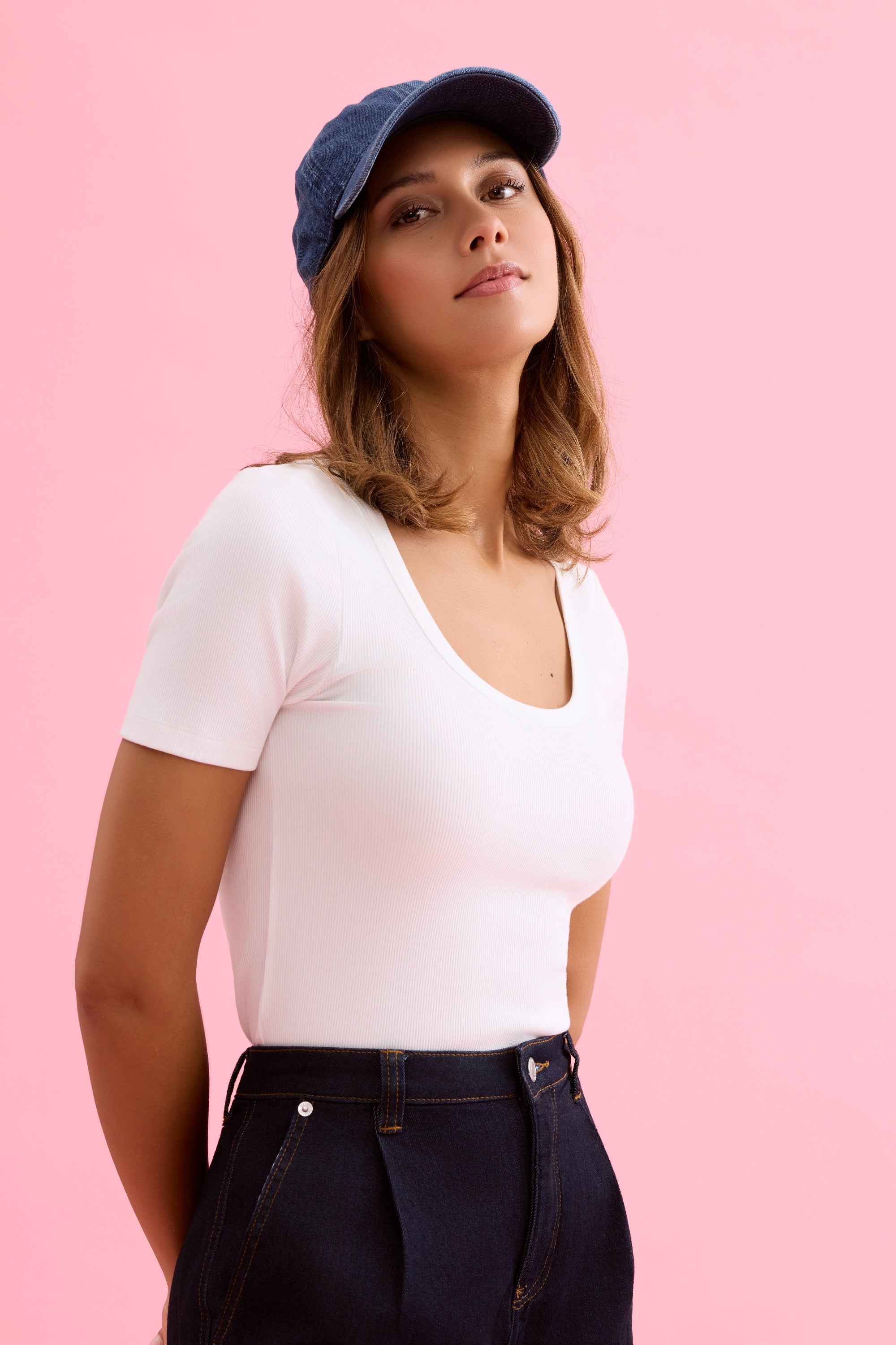 T-shirt basique col rond blanc