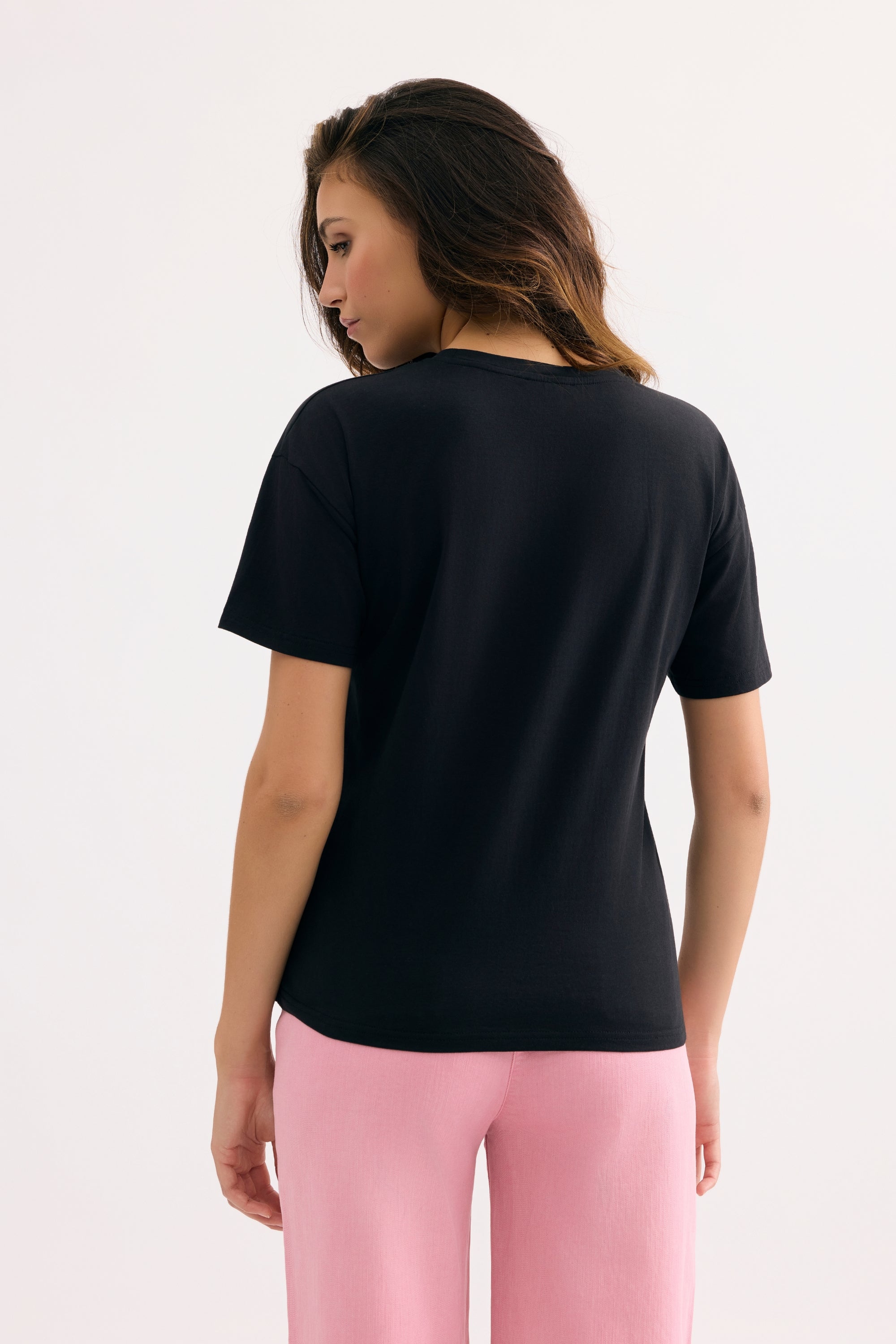 T-shirt tigre fantaisie à strass noir