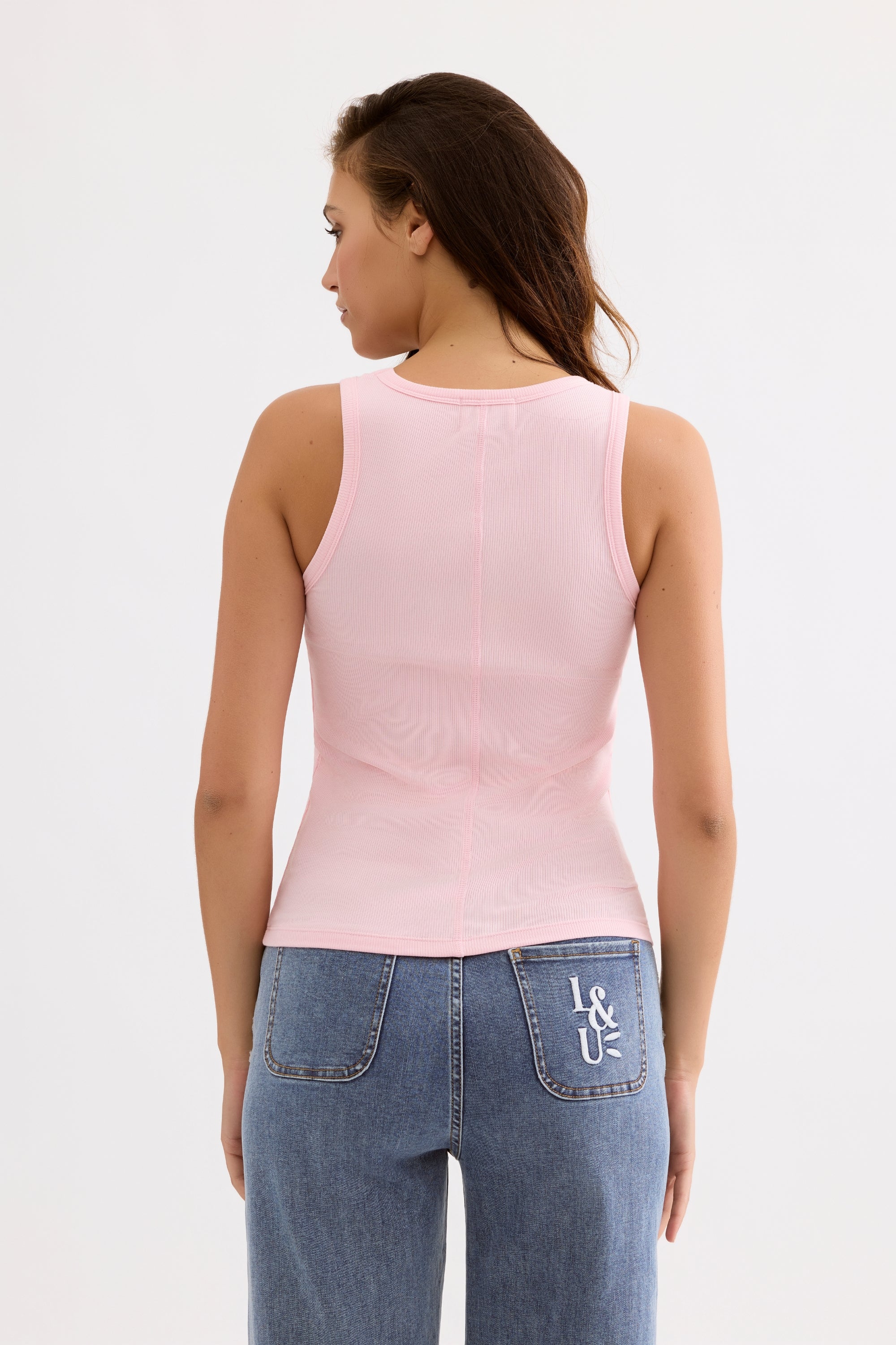 Débardeur basique col rond rose