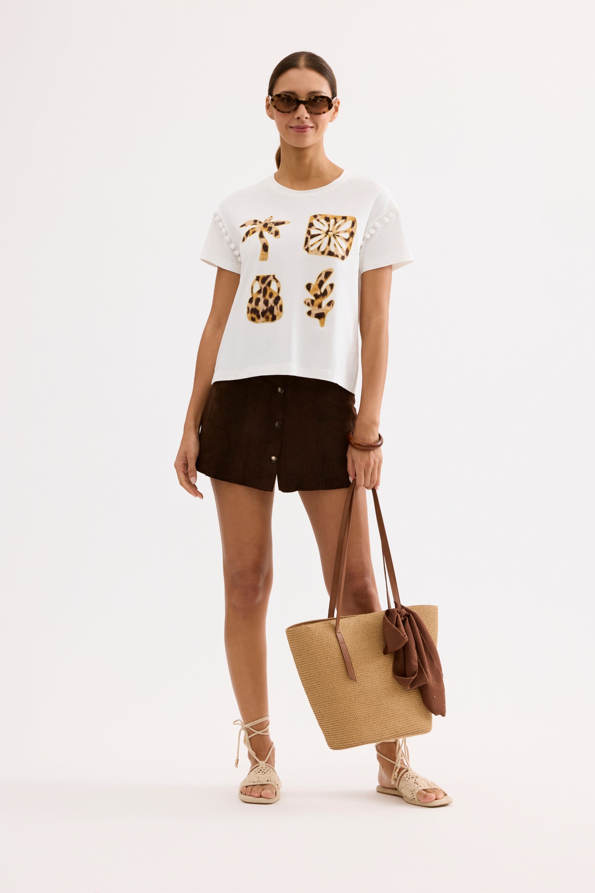 T-shirt coton motifs léopard chic