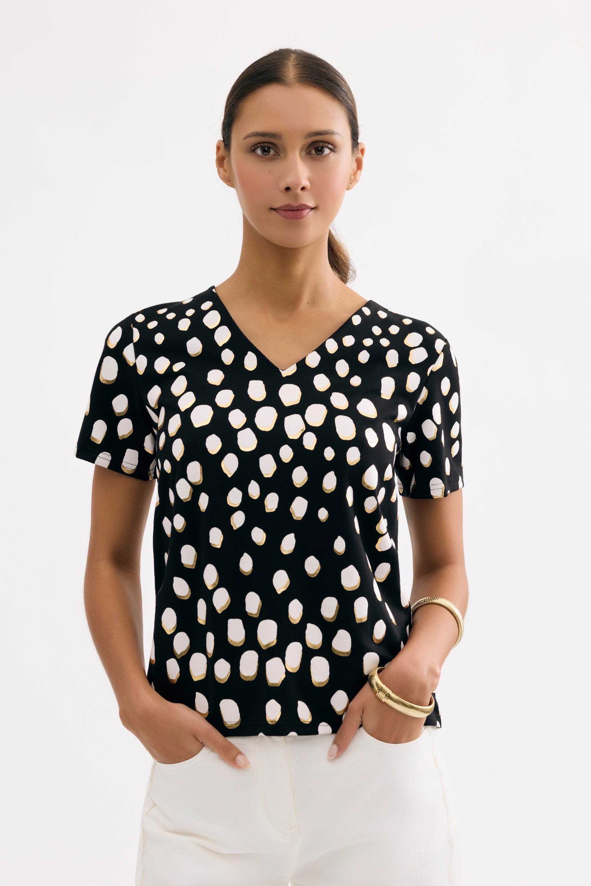 T-shirt imprimé pois graphiques noir