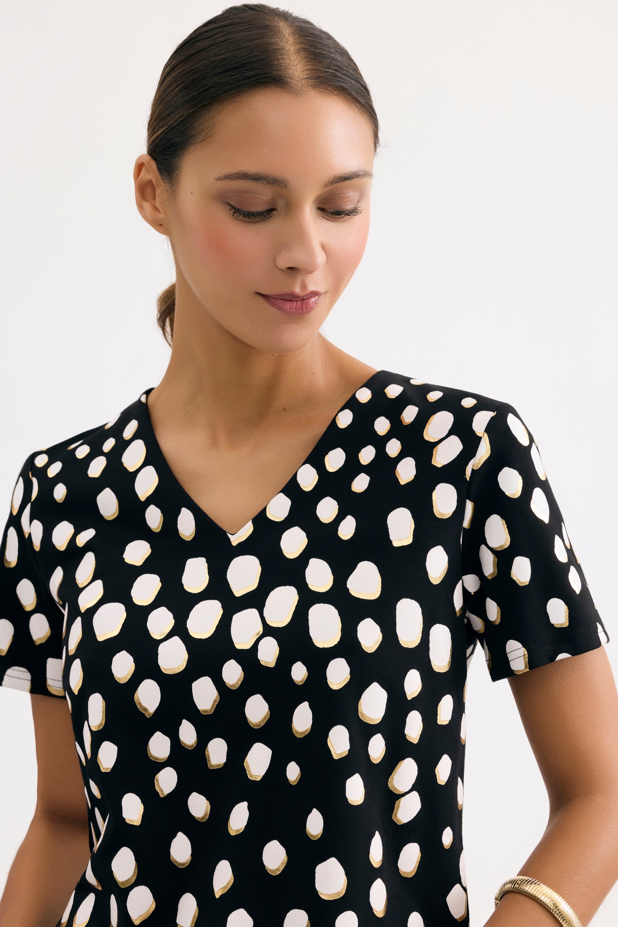 T-shirt imprimé pois graphiques noir