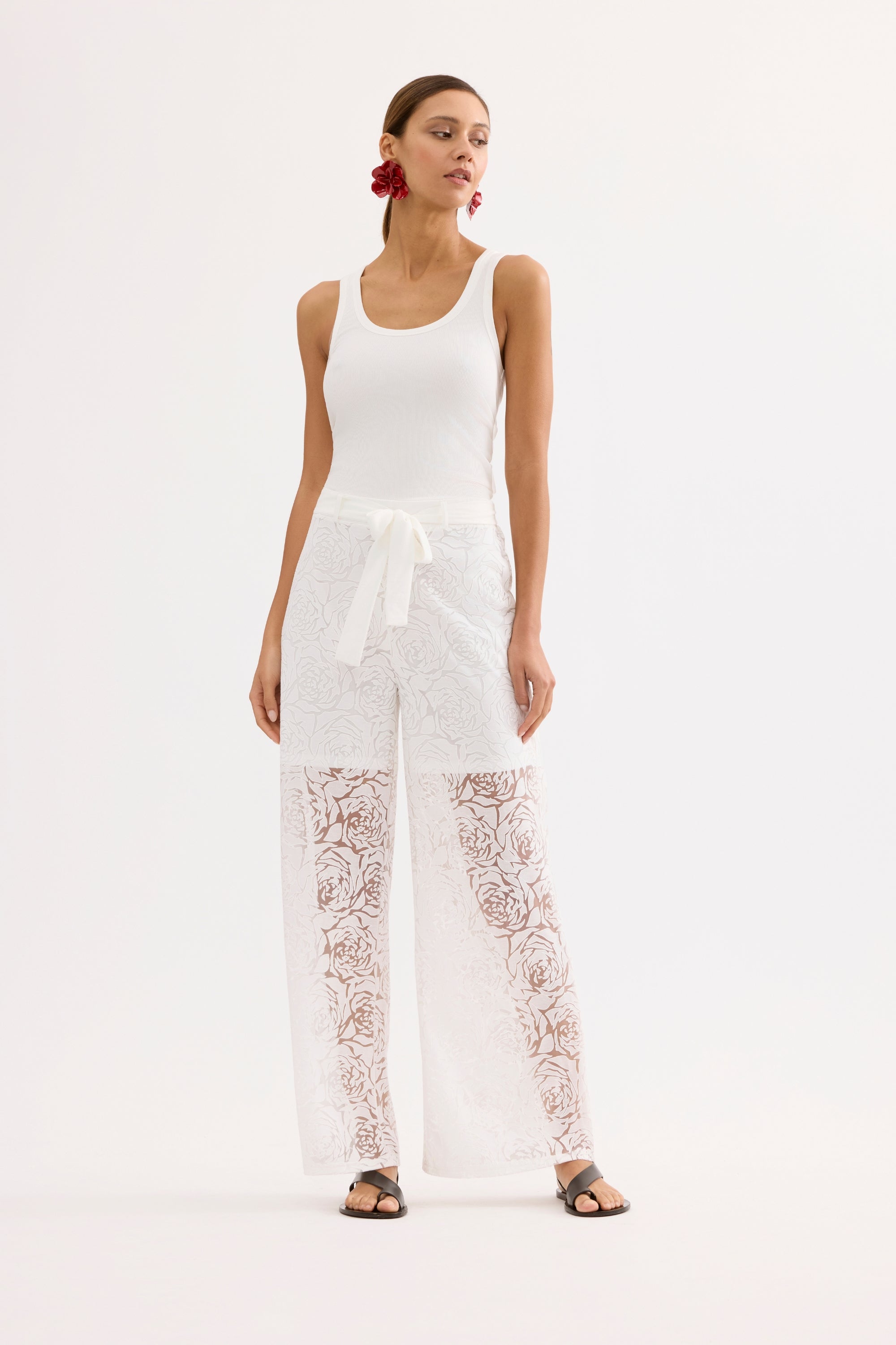 Pantalon dentelle florale