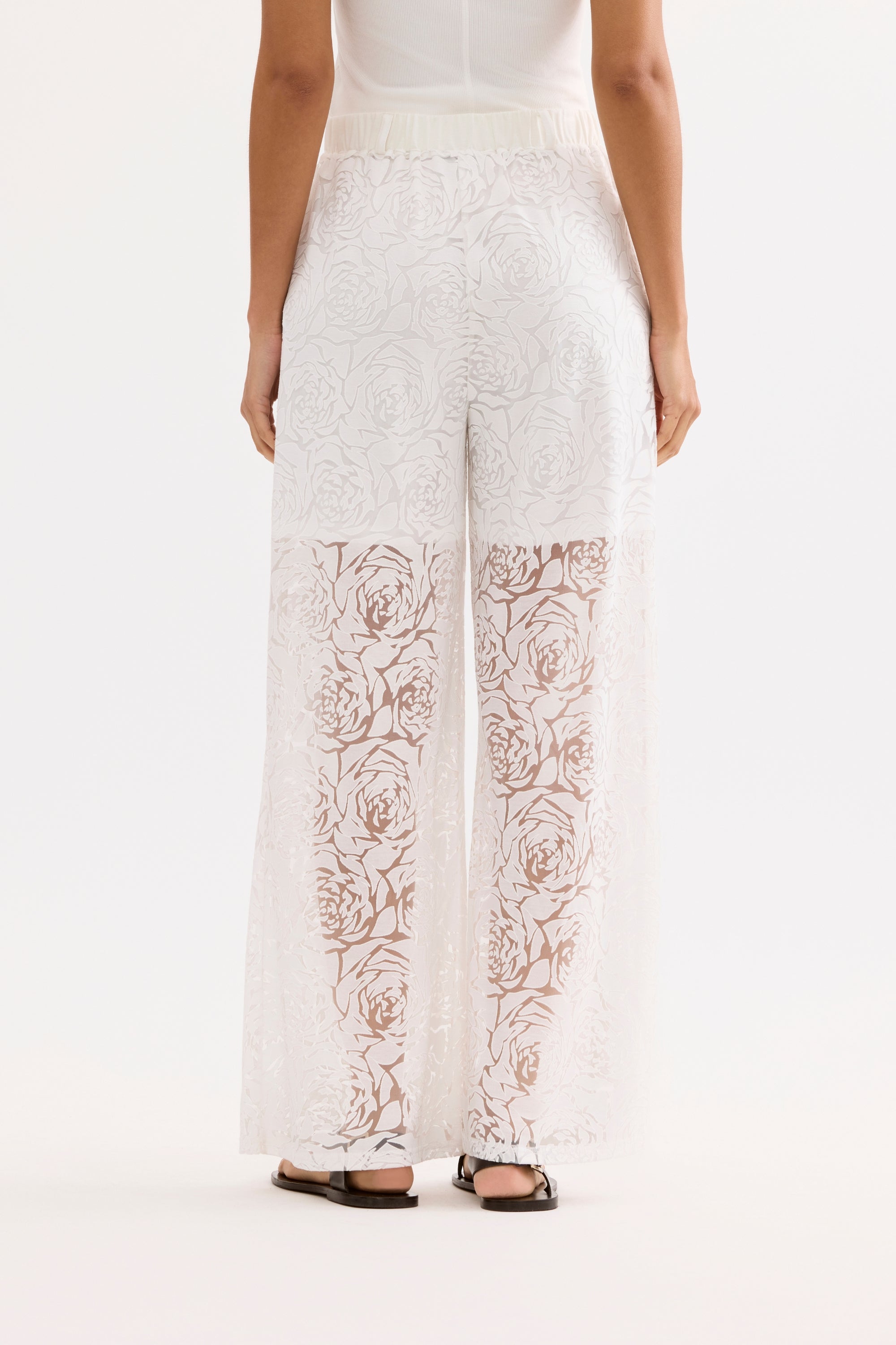 Pantalon dentelle florale