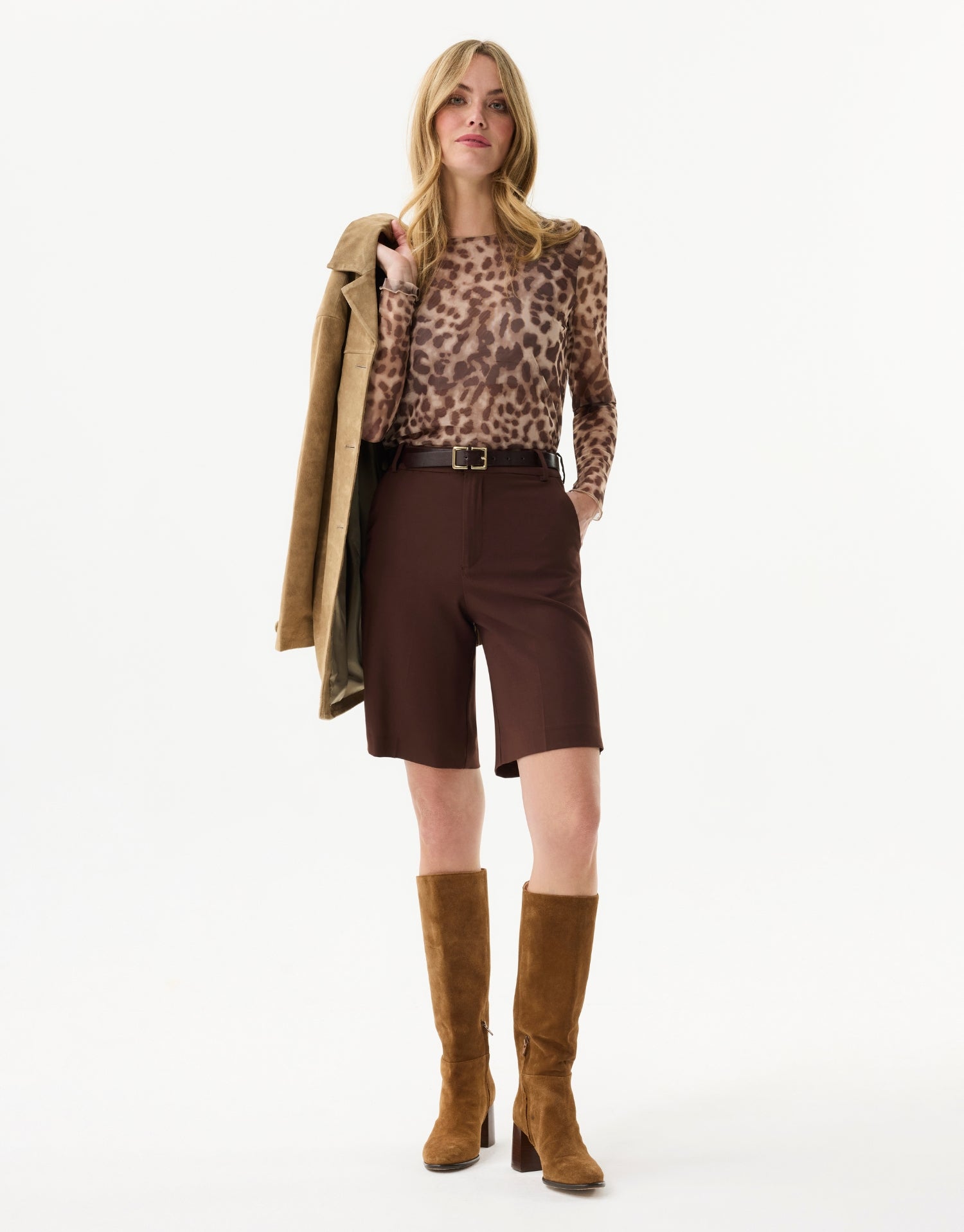 Top imprimé léopard marron