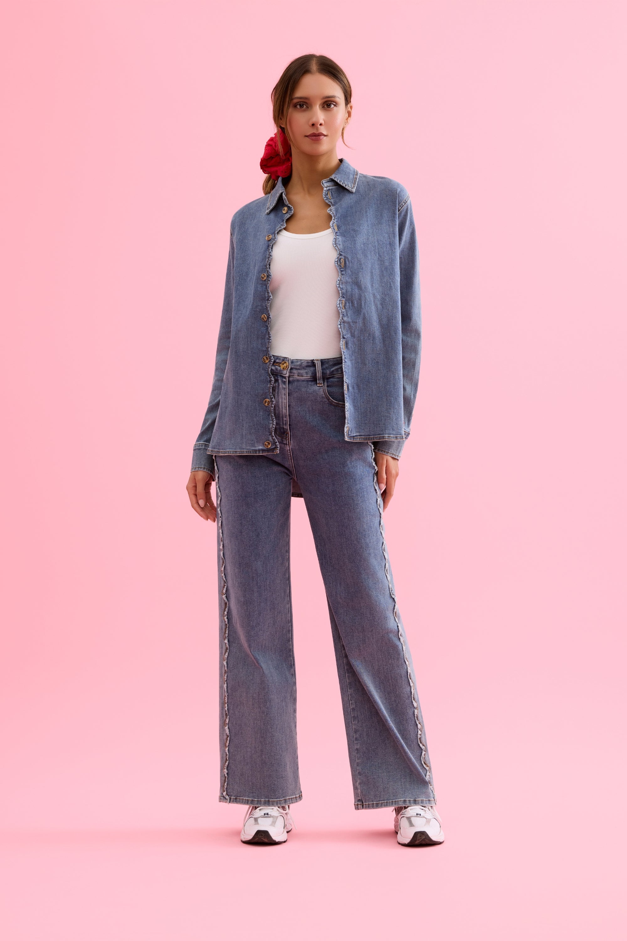 Chemise en denim bleue