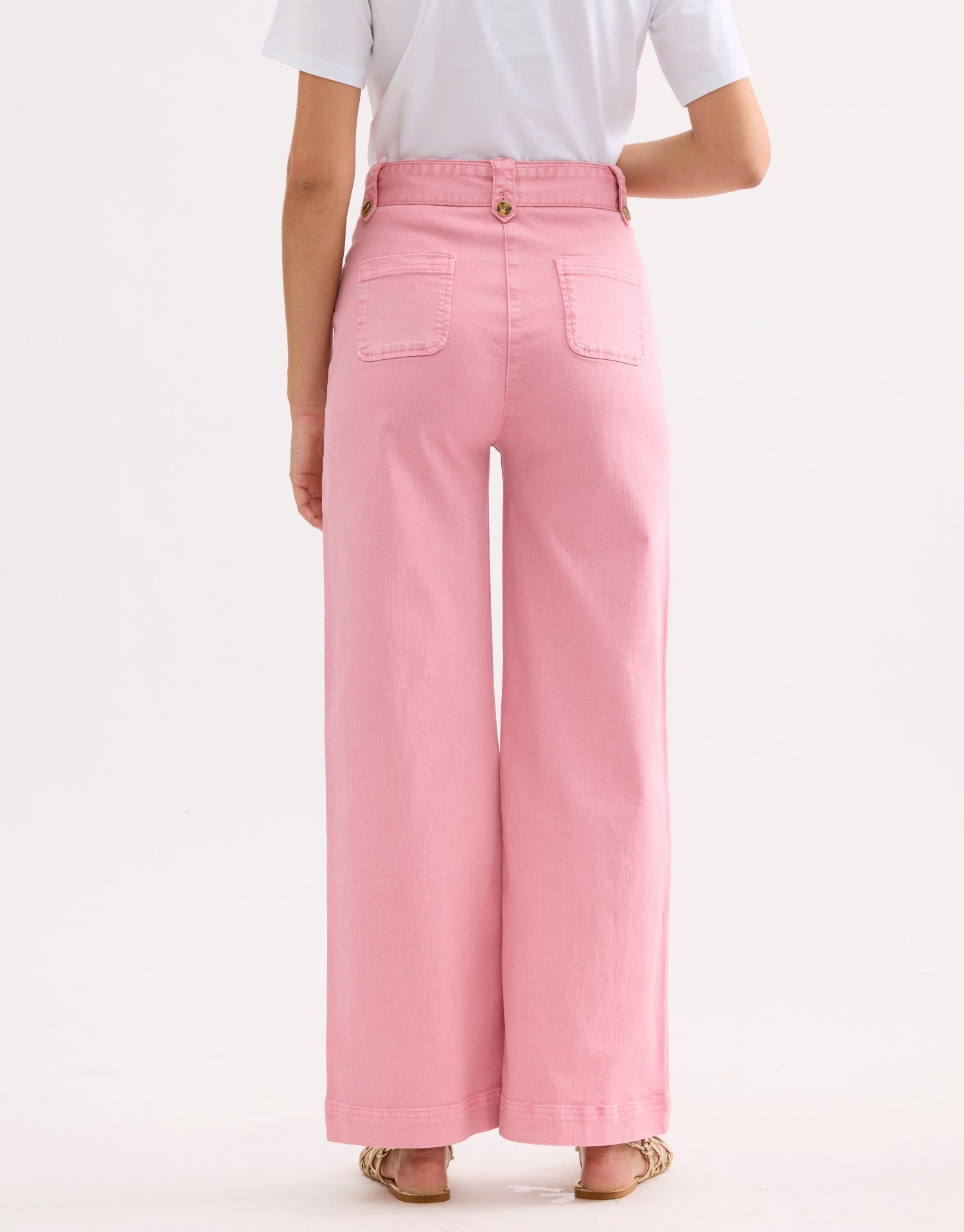 Jean large taille haute rose