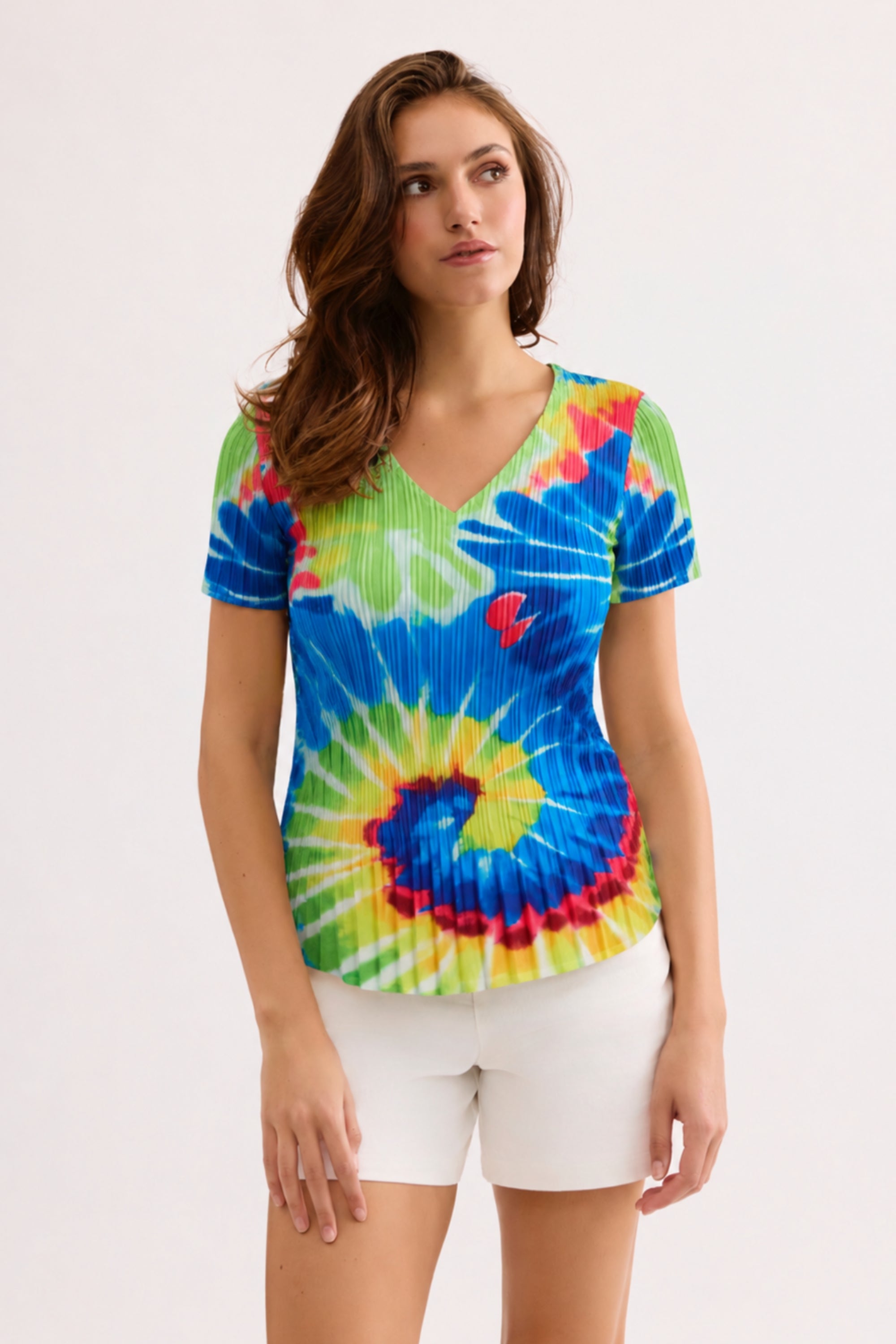 T-shirt plissé floral tie & dye