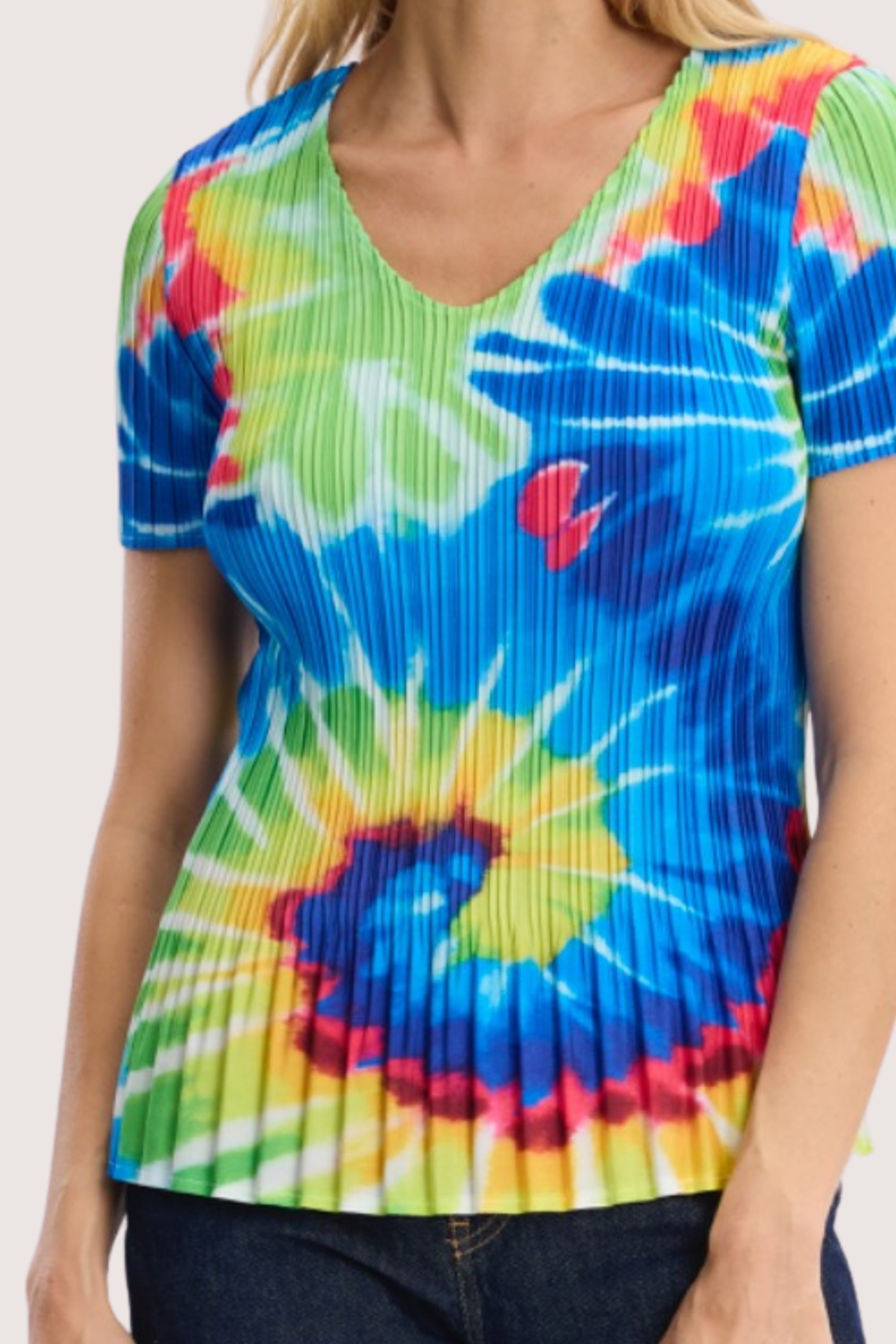 T-shirt plissé floral tie & dye