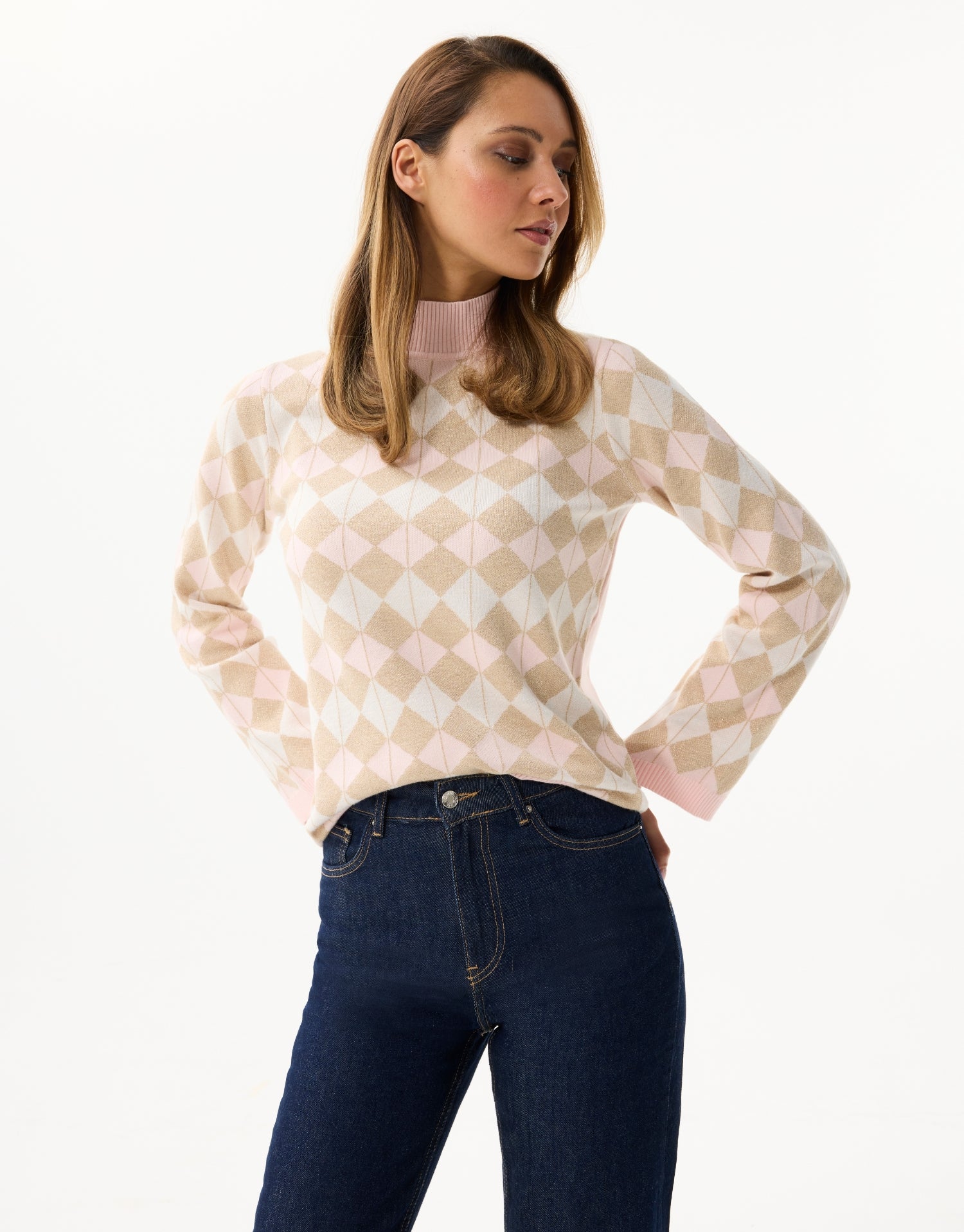Trui met pastel ruitpatroon